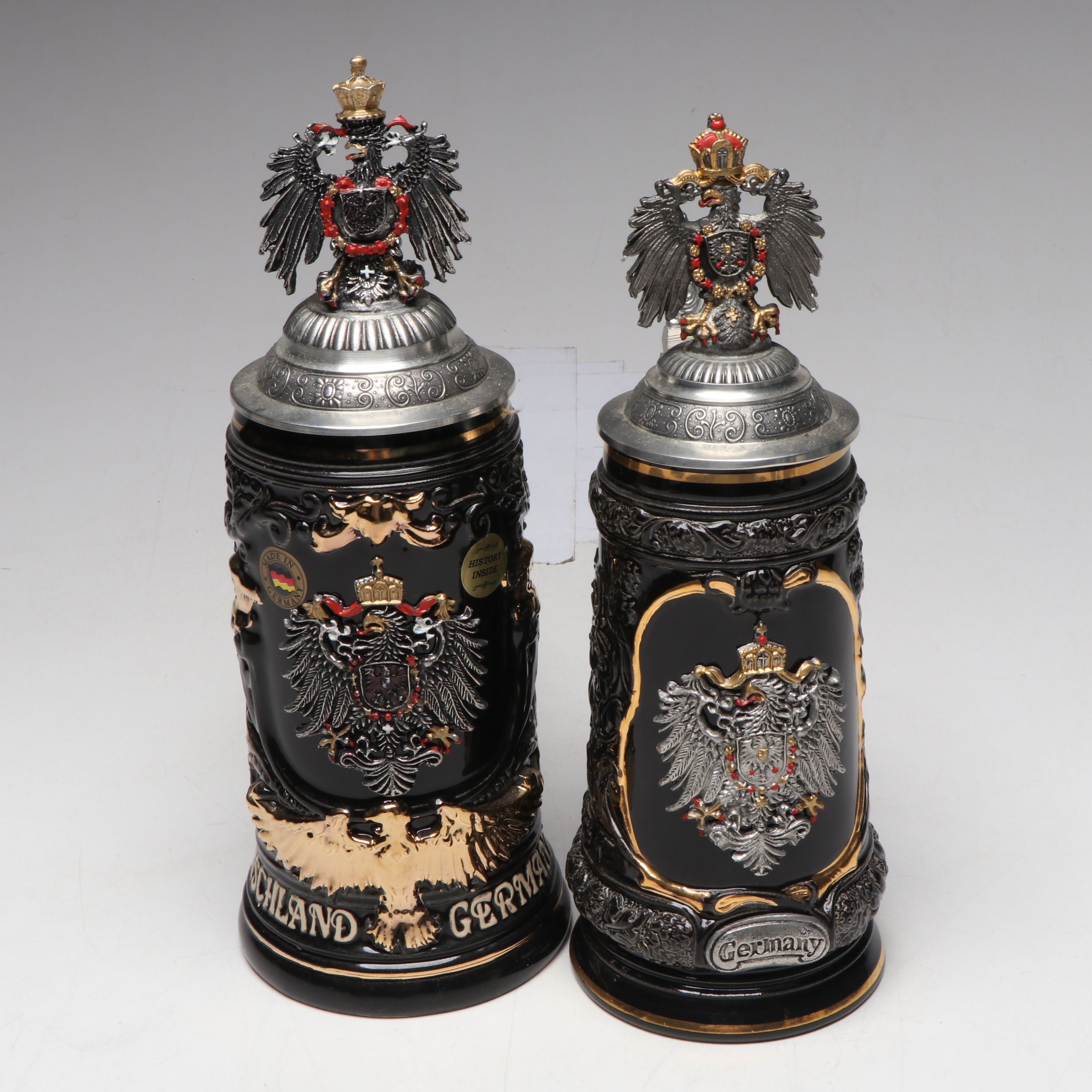 German Drinking Horn, With King, Thewalt, More Beer Steins in Collection