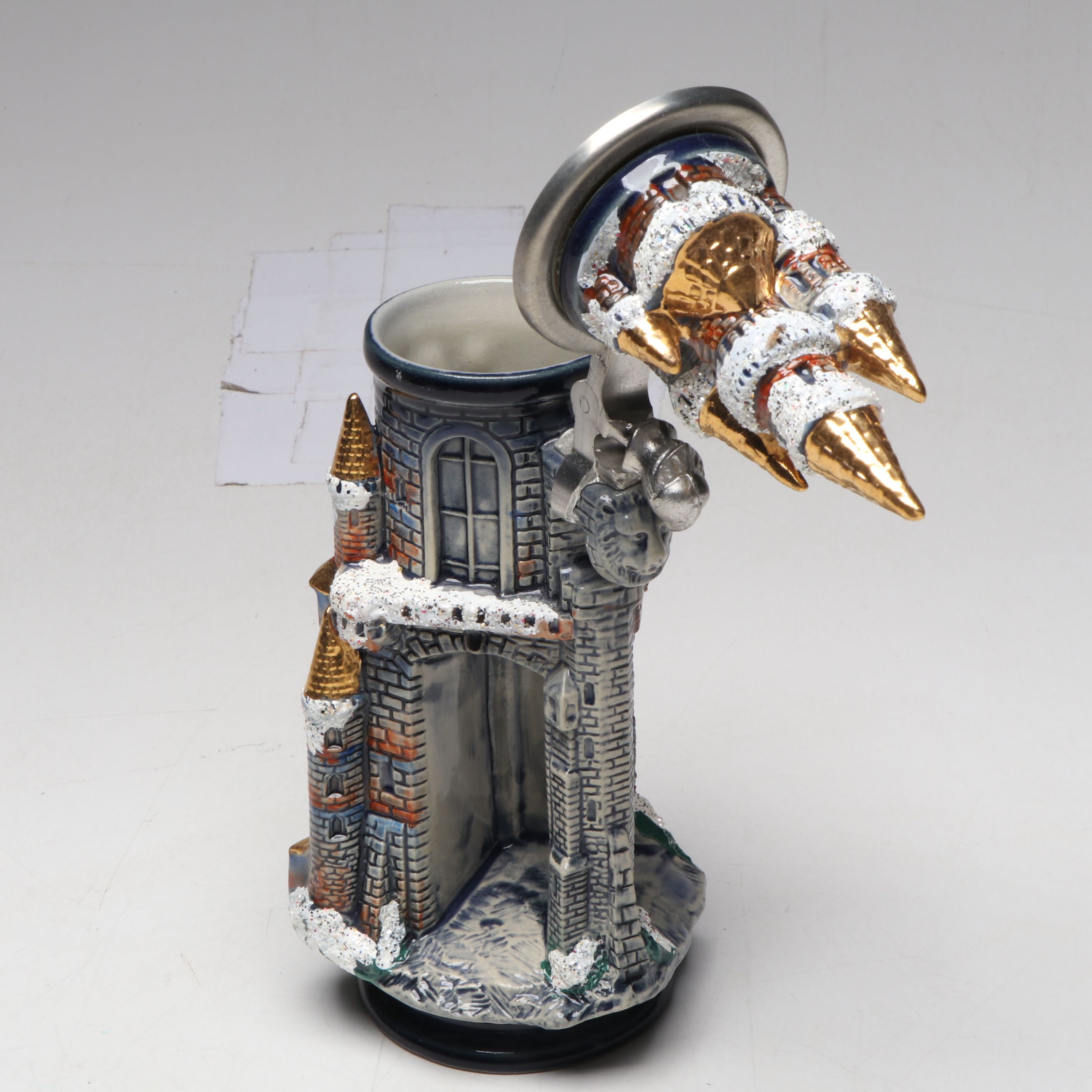 German Drinking Horn, With King, Thewalt, More Beer Steins in Collection