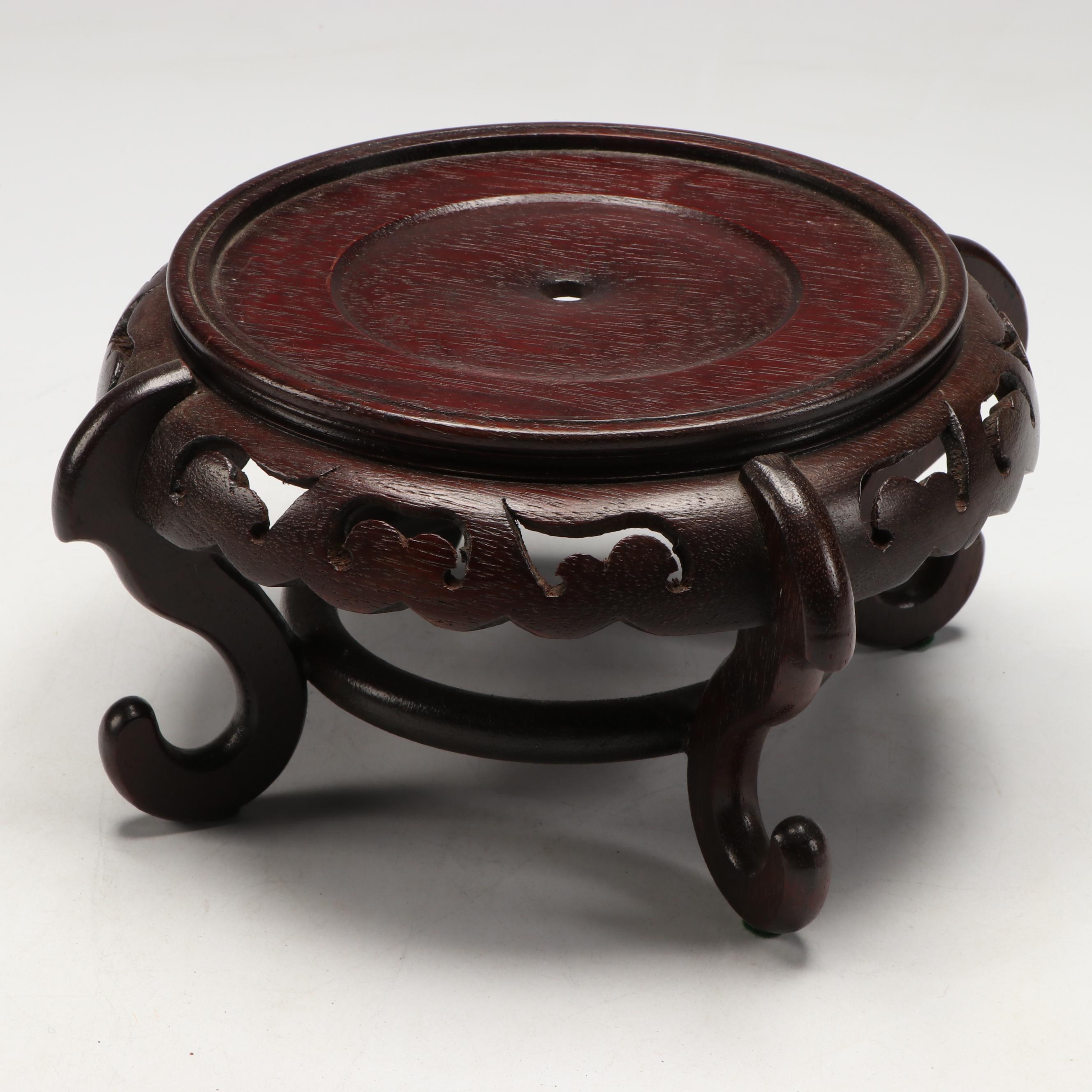 Chinese Meiping Flambé Glaze Porcelain Vase on Wood Base