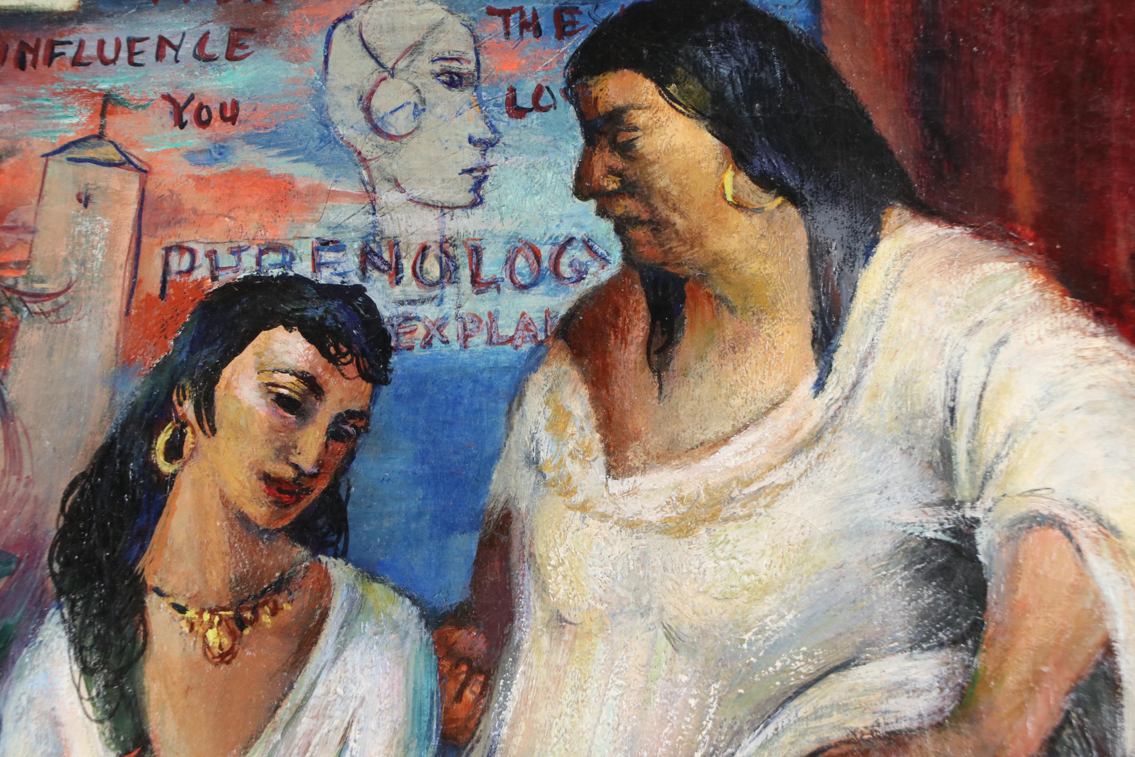 Helen Louise Beccard Niles Oil Painting of Figures in Interior Scene, 1939