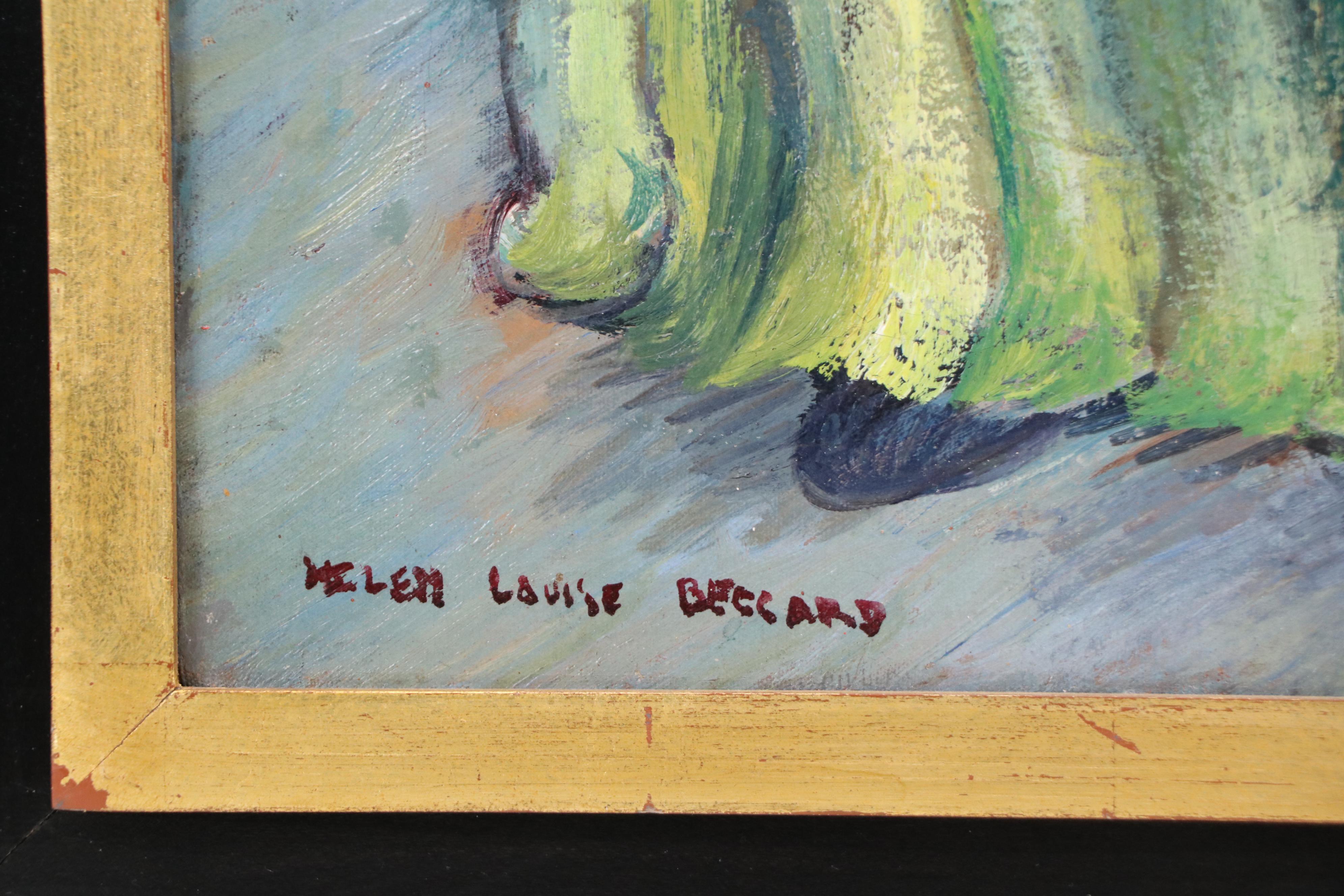 Helen Louise Beccard Niles Oil Painting of Figures in Interior Scene, 1939