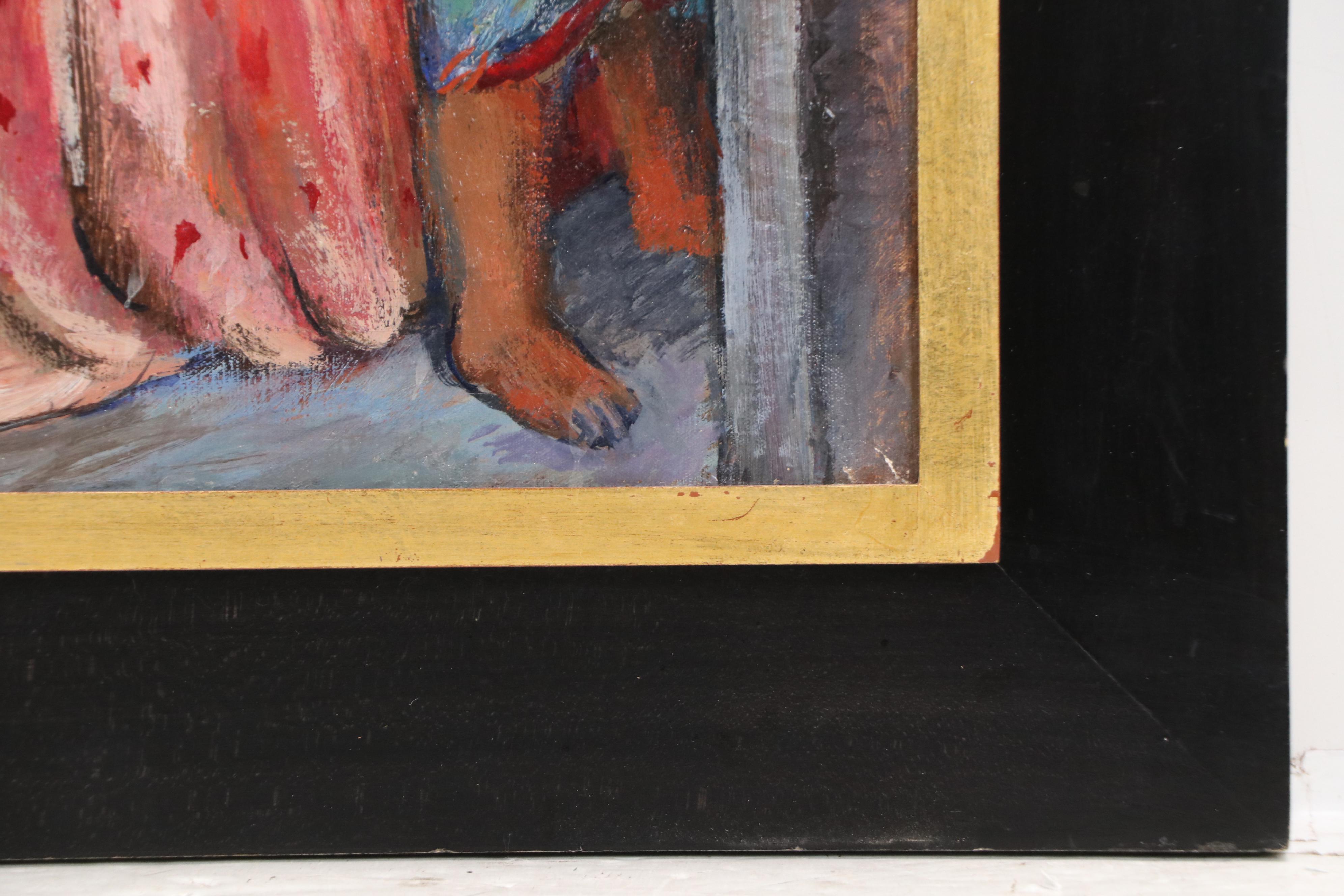 Helen Louise Beccard Niles Oil Painting of Figures in Interior Scene, 1939