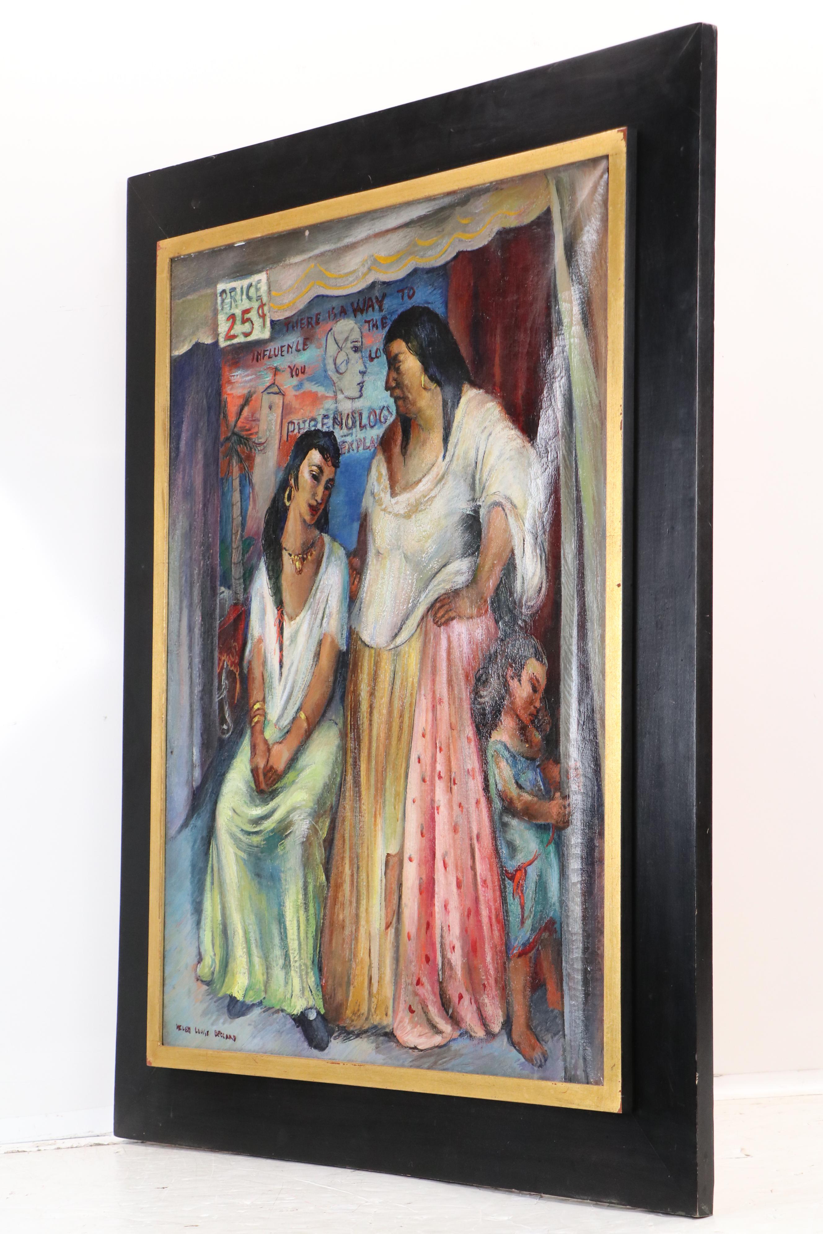 Helen Louise Beccard Niles Oil Painting of Figures in Interior Scene, 1939