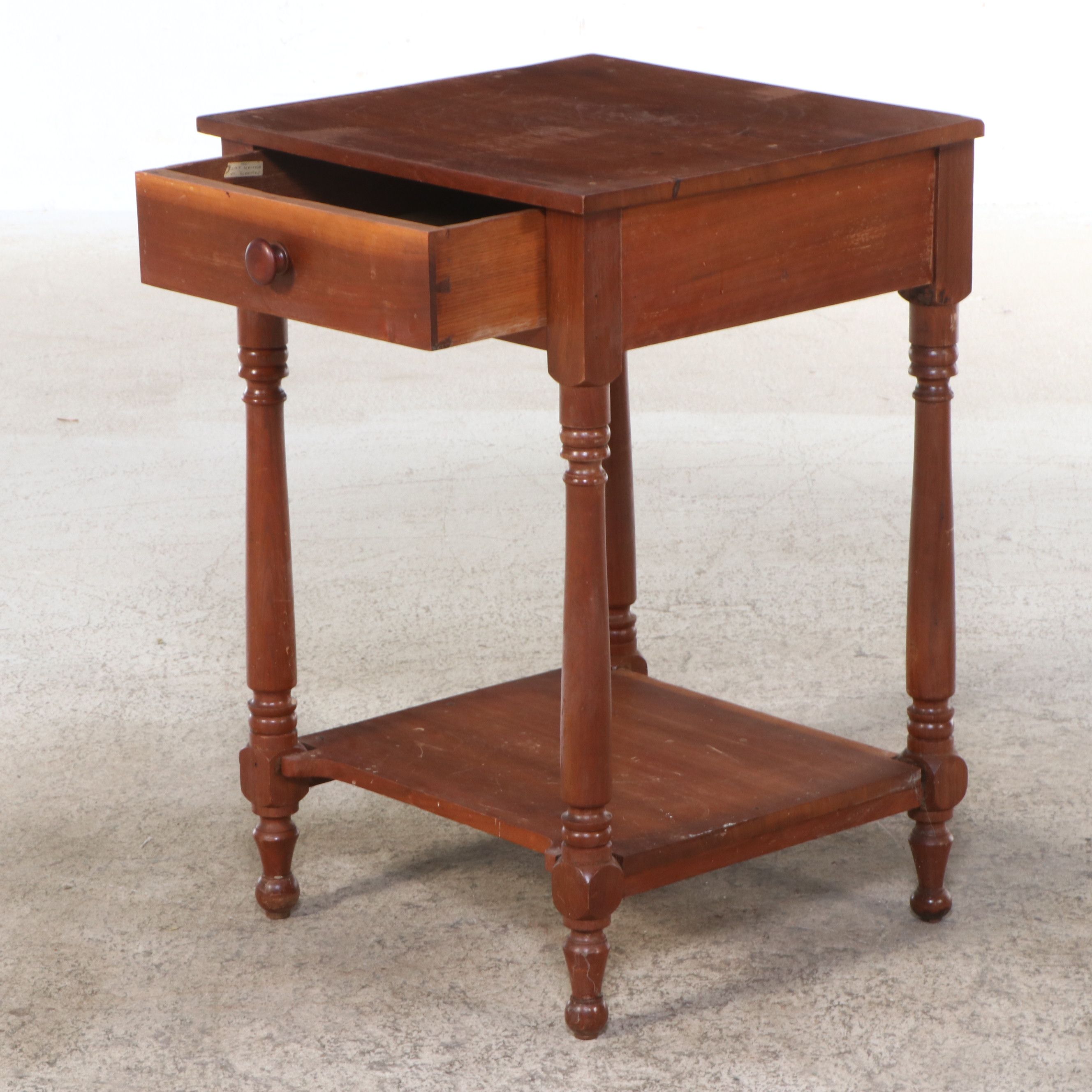 Two Sheraton Style Mixed Hardwood One-Drawer Stands