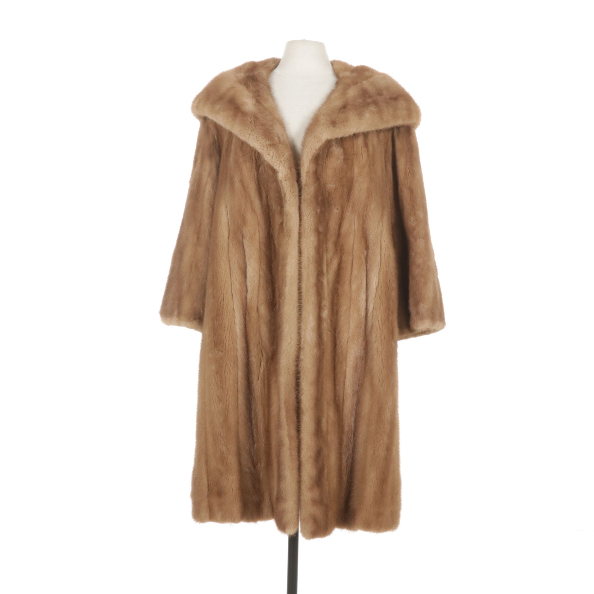 Pastel Mink Fur Stroller with Embroidered Floral Lining, Mid-Late 20th C.