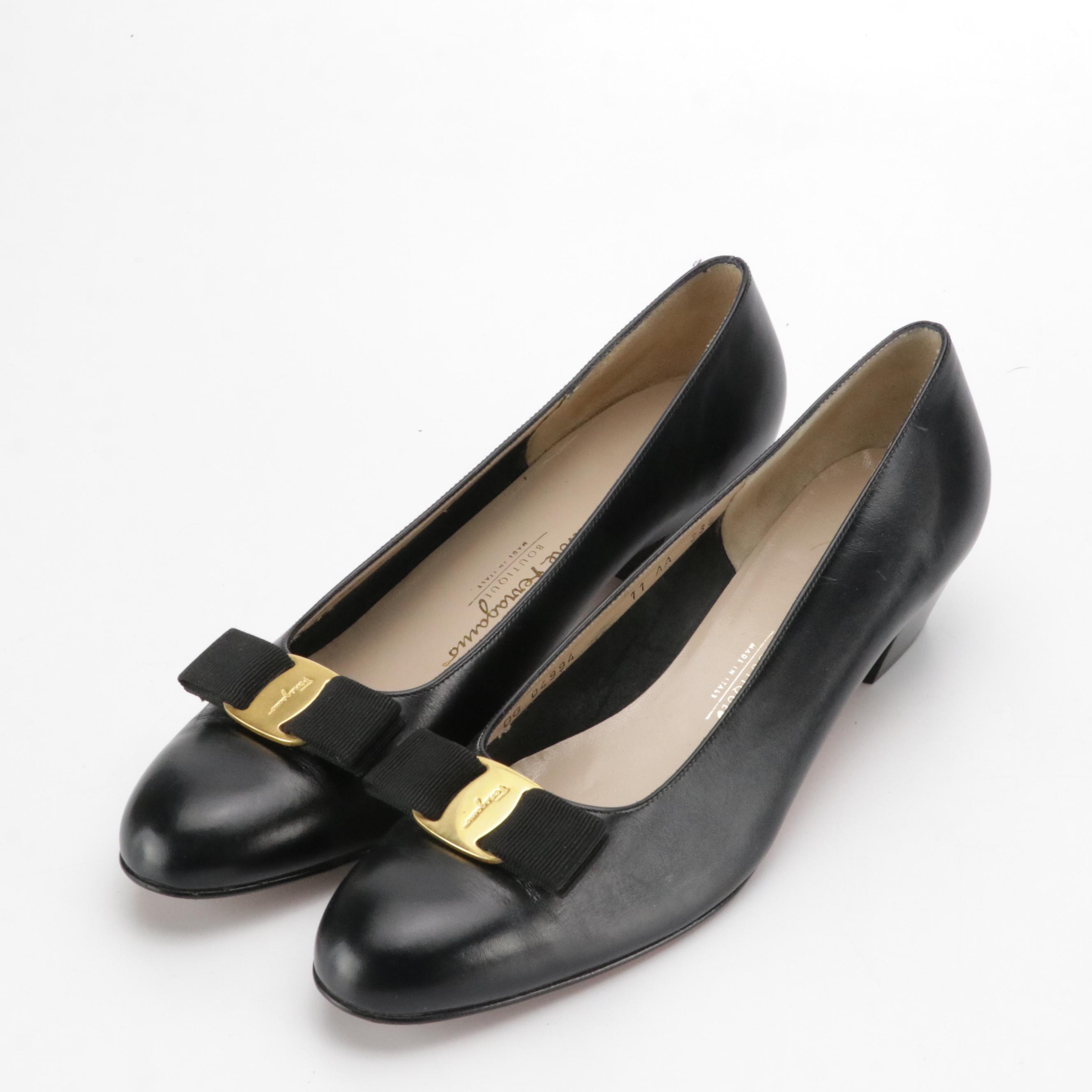 Salvatore Ferragamo and Cole Haan Leather Vara Bow Pumps, Pumps and Slingbacks