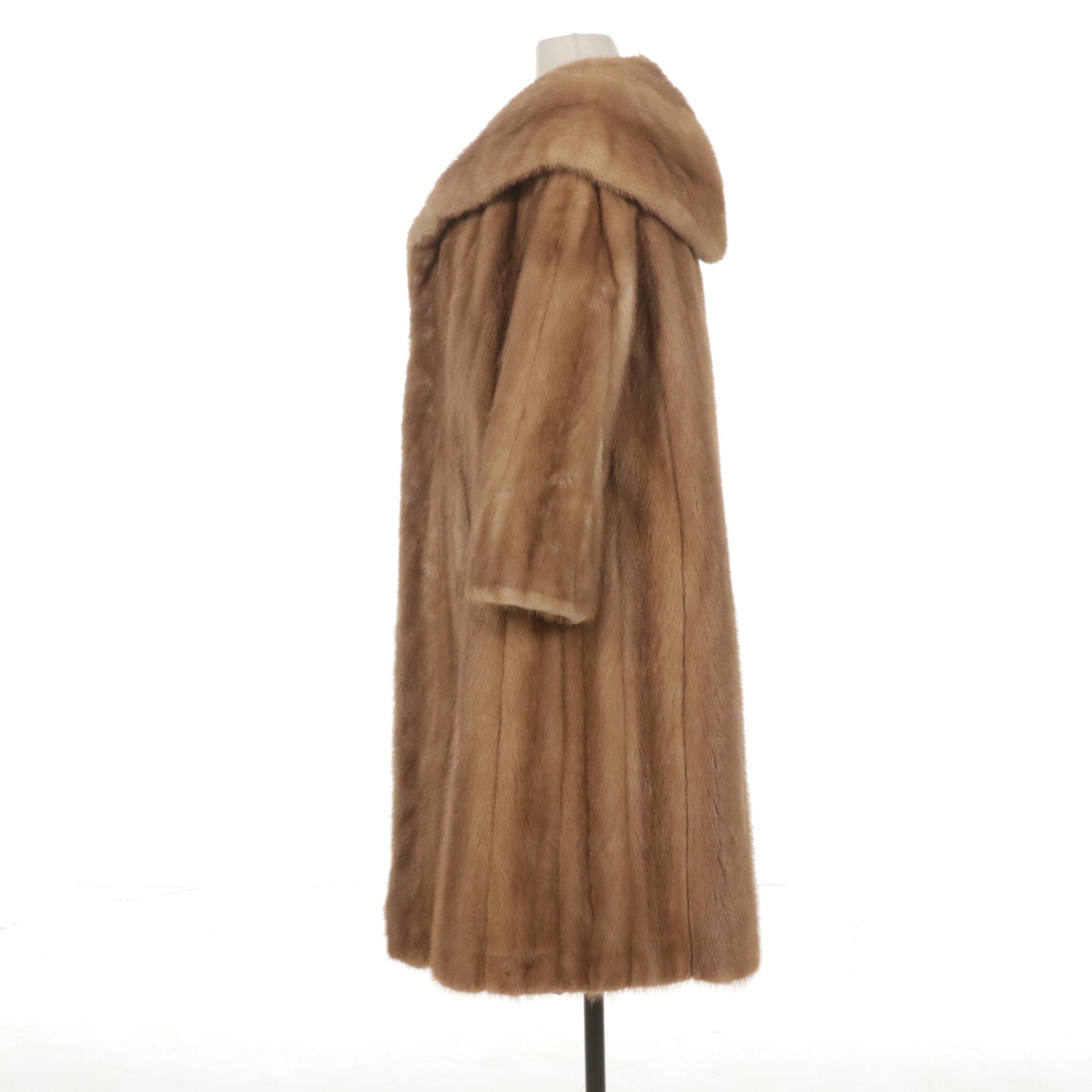 Pastel Mink Fur Stroller with Embroidered Floral Lining, Mid-Late 20th C.