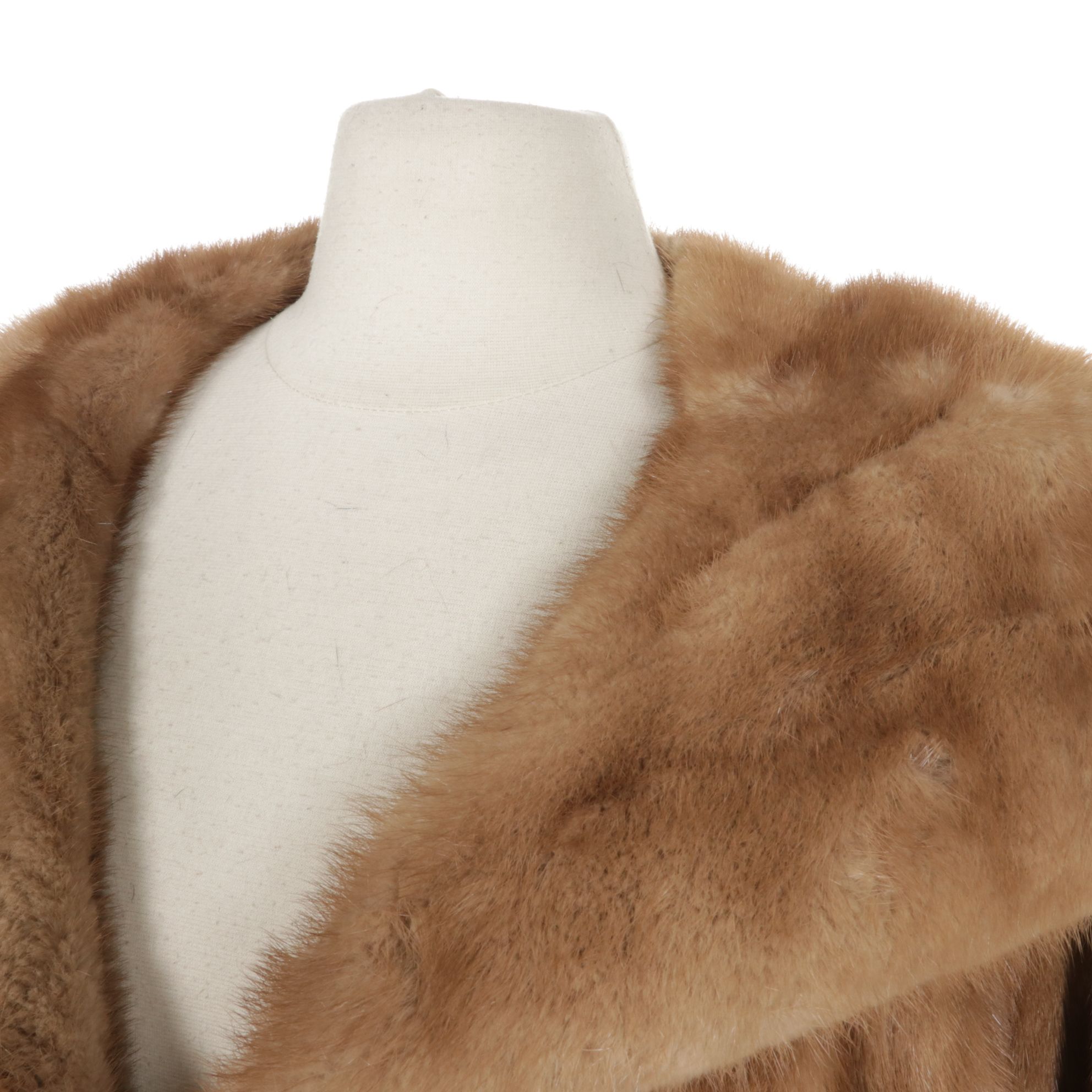 Pastel Mink Fur Stroller with Embroidered Floral Lining, Mid-Late 20th C.