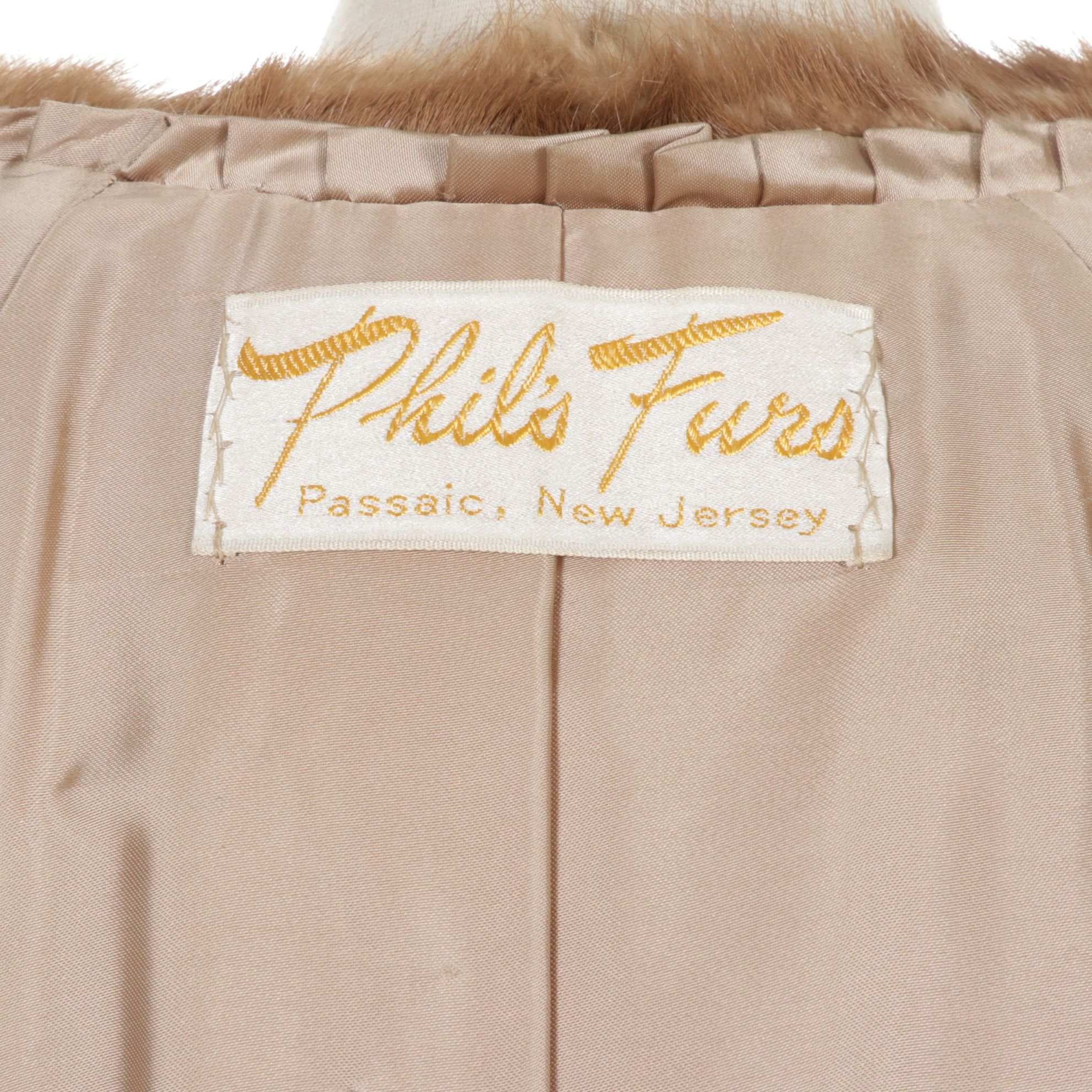 Pastel Mink Fur Stroller with Embroidered Floral Lining, Mid-Late 20th C.