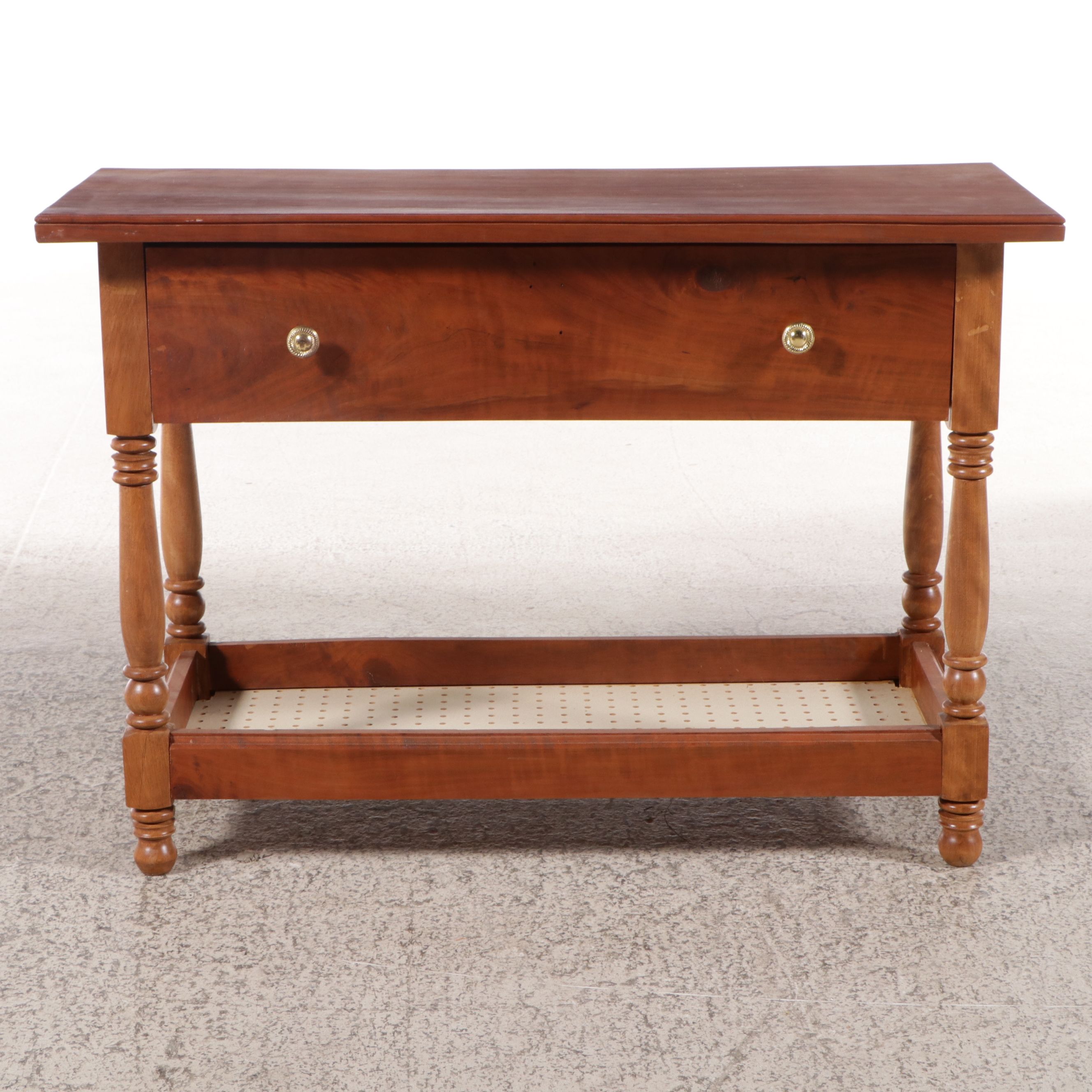 Sheraton Style Bench-Made Cherry Two-Tier Work Table