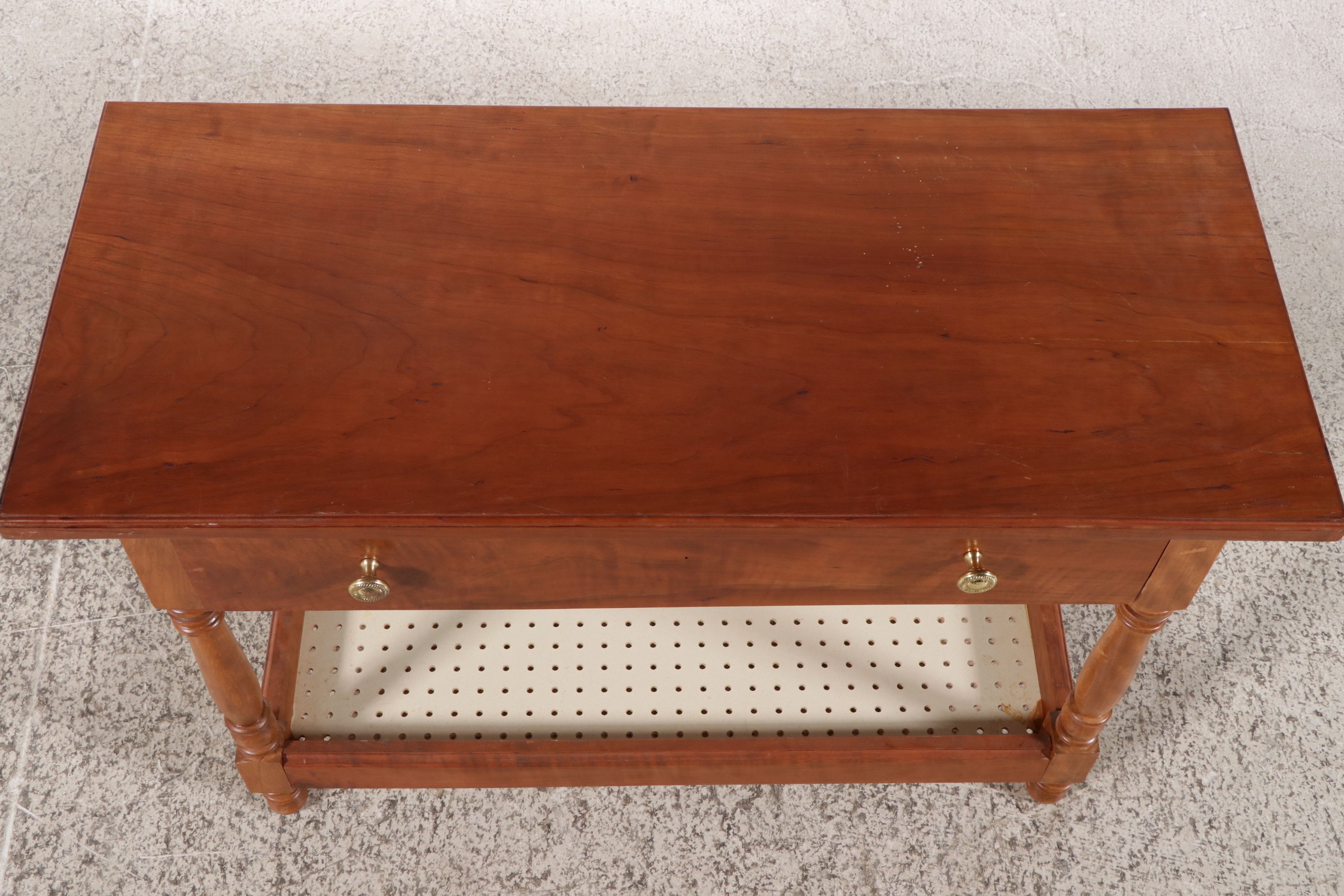 Sheraton Style Bench-Made Cherry Two-Tier Work Table