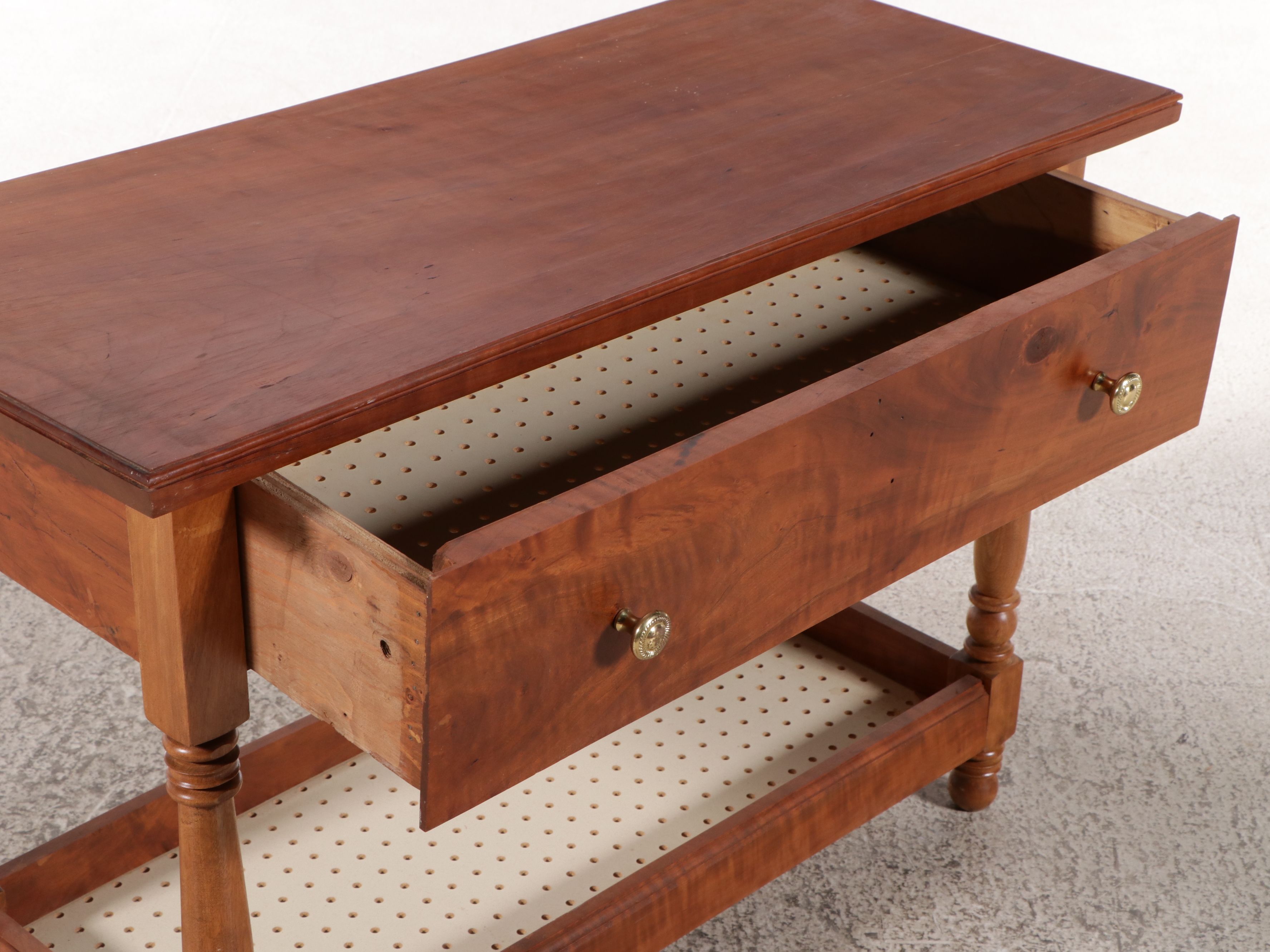 Sheraton Style Bench-Made Cherry Two-Tier Work Table