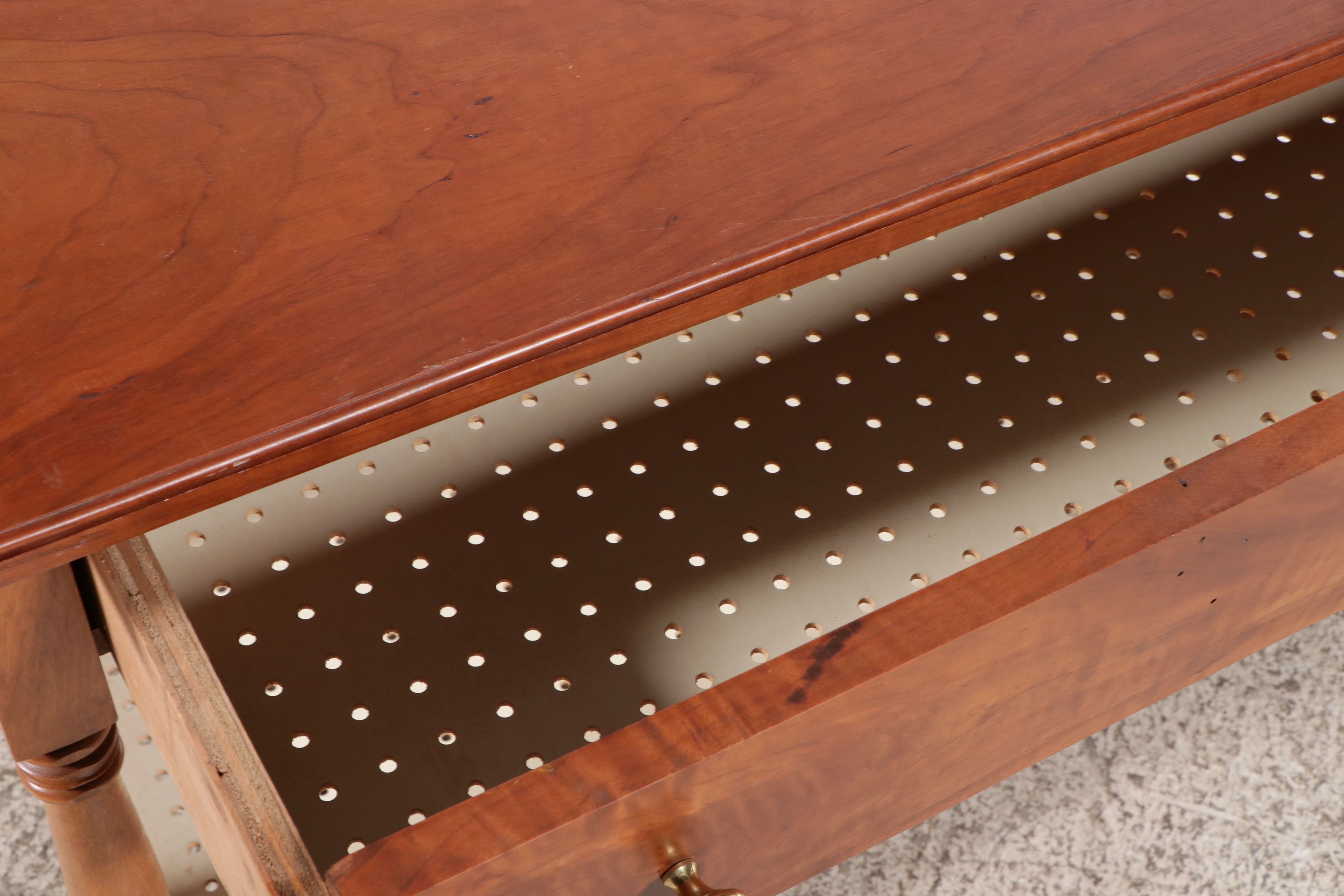 Sheraton Style Bench-Made Cherry Two-Tier Work Table