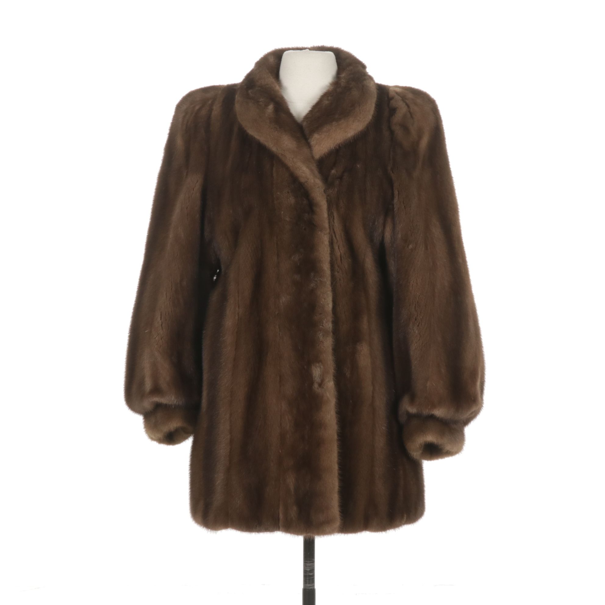 Chestnut Mink Fur Jacket with Bracelet Cuffs by Morris Kaye & Sons, Mid-20th C.