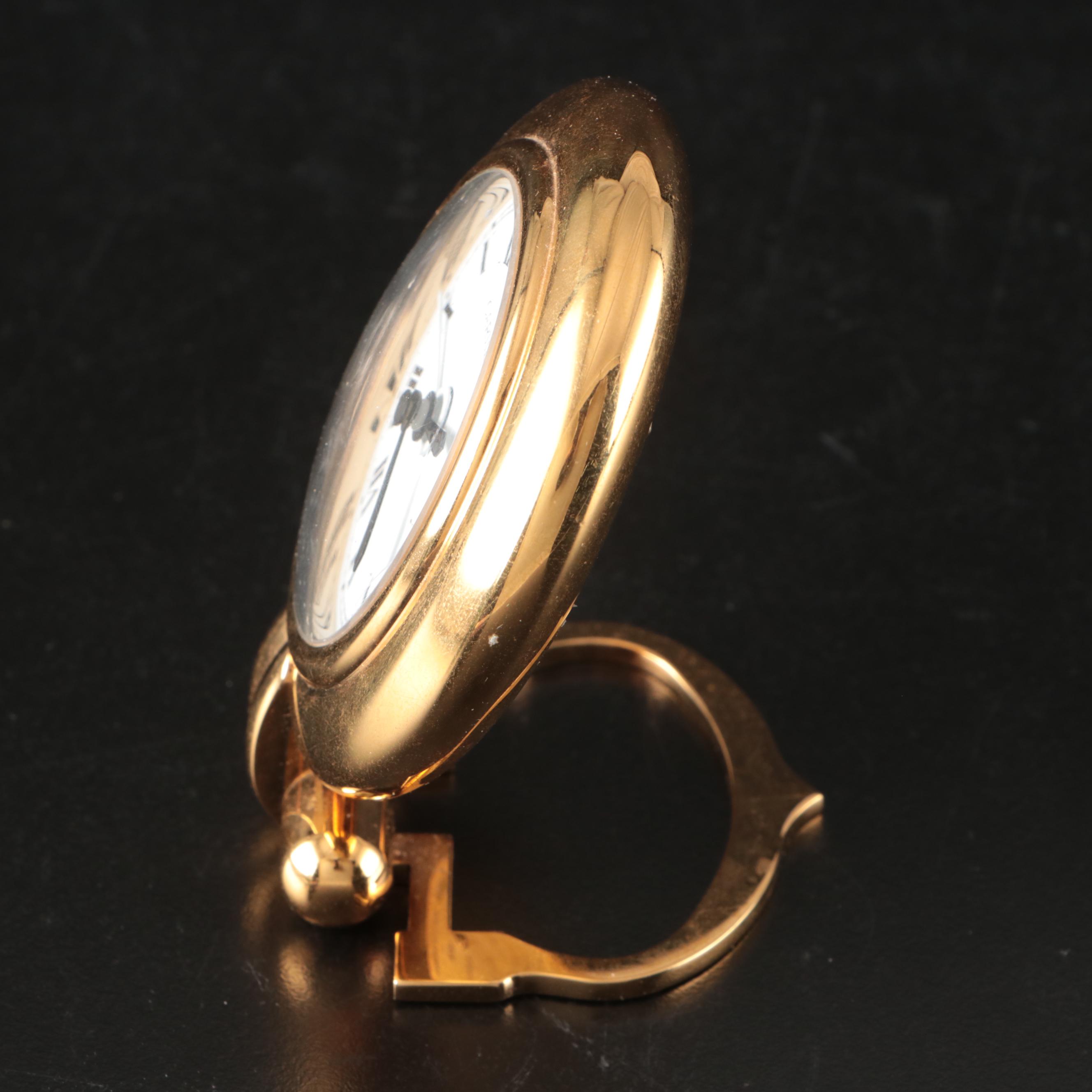 Cartier "Colisee" Gold Tone Travel Alarm Clock, Late 20th Century