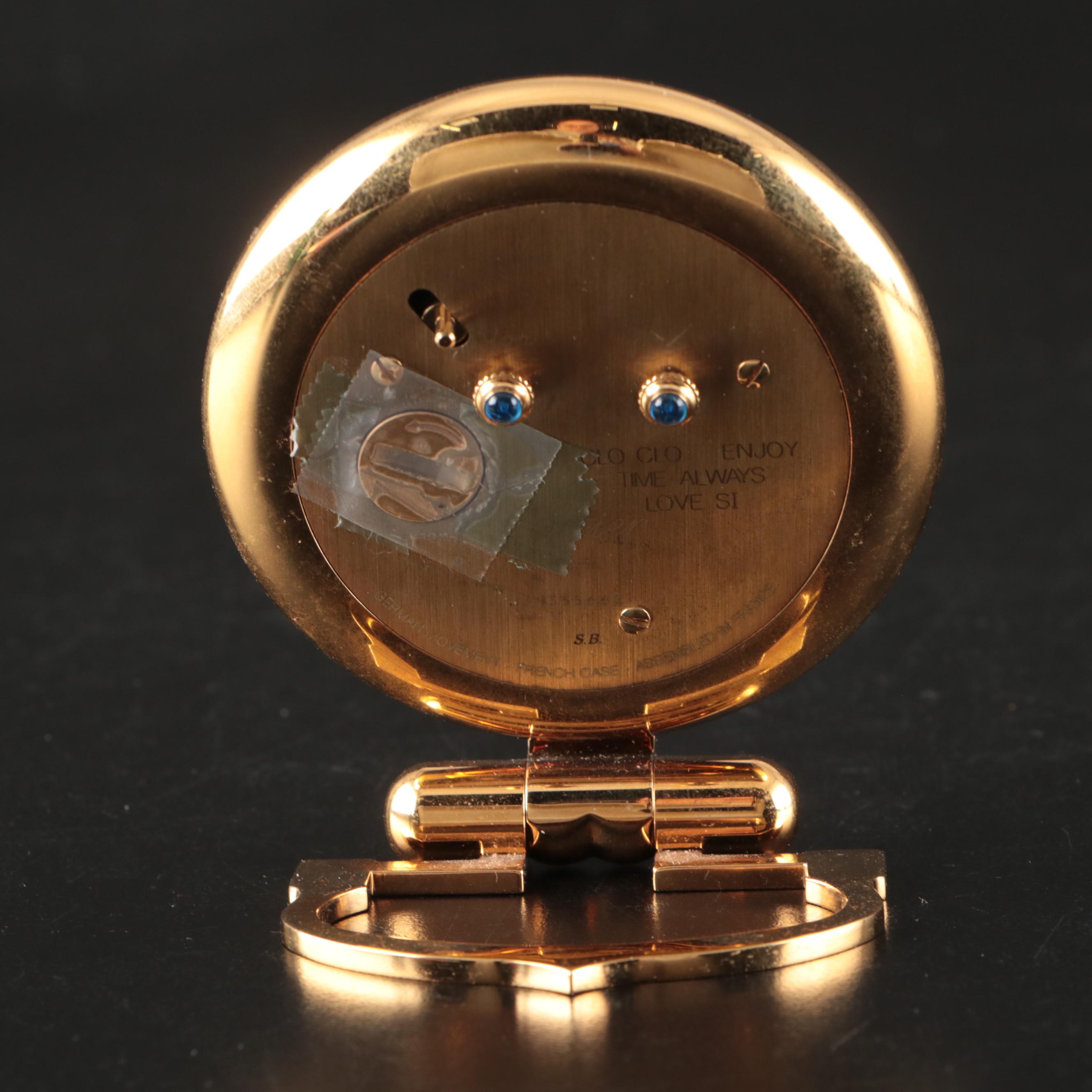 Cartier "Colisee" Gold Tone Travel Alarm Clock, Late 20th Century