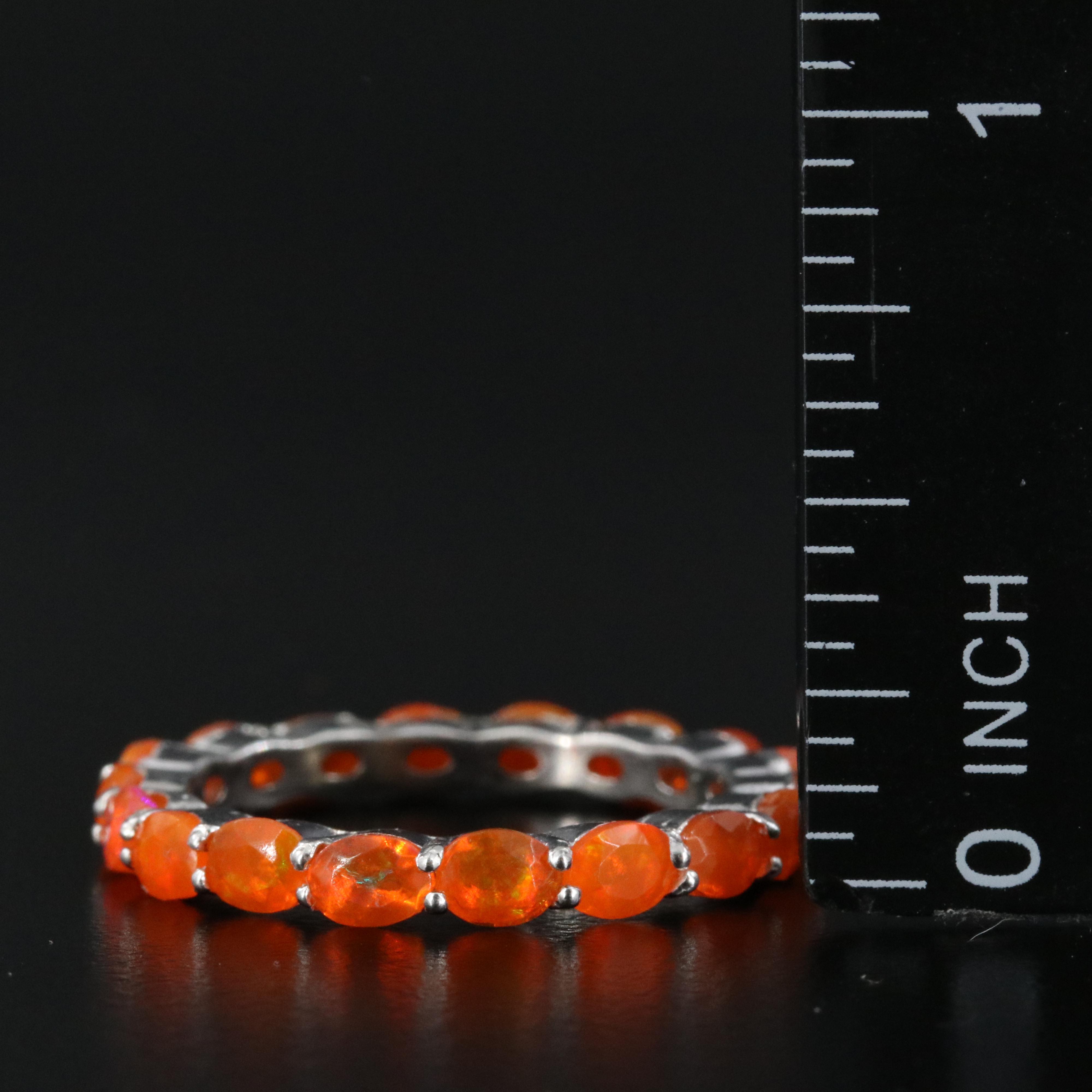 Sterling Fire Opal Eternity Ring