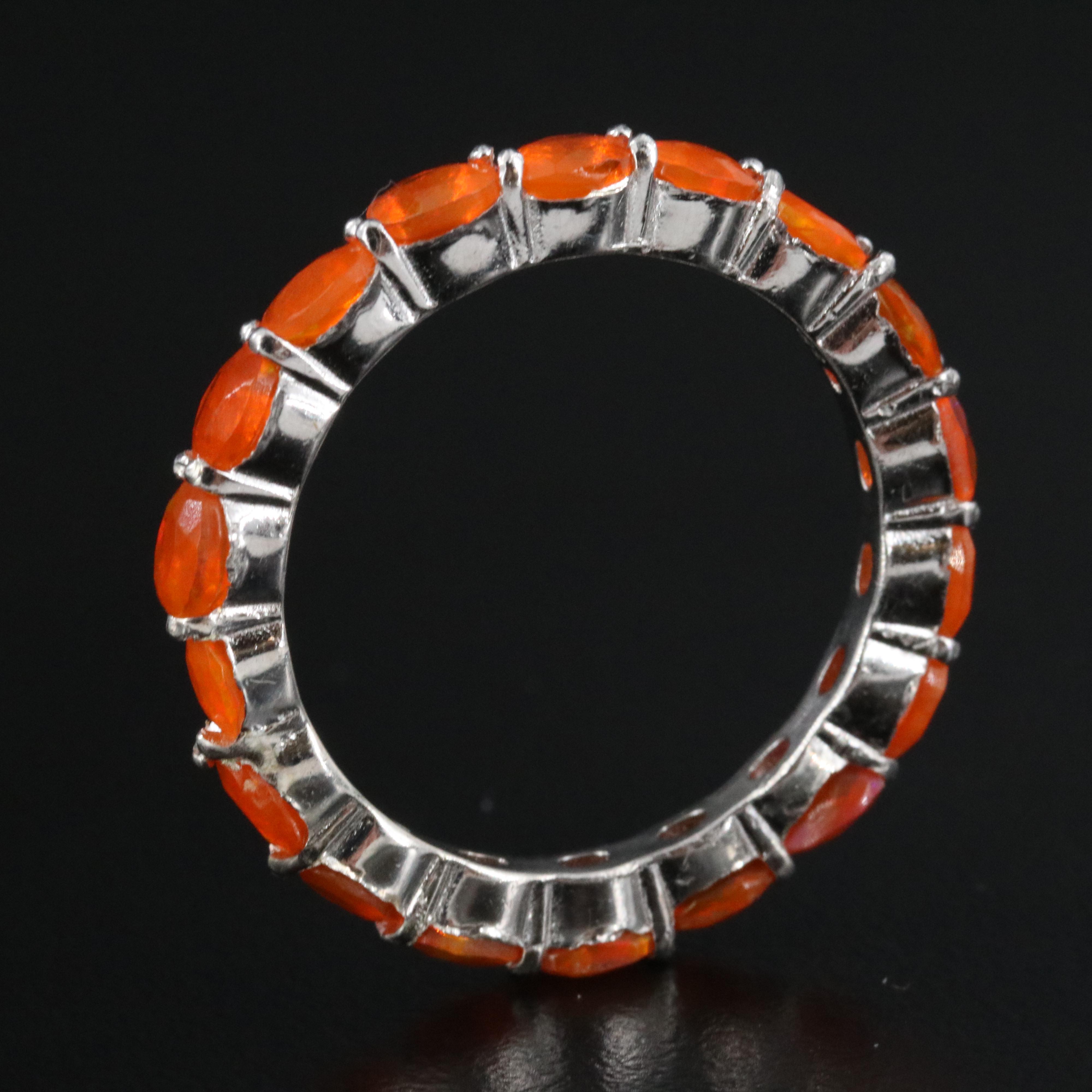 Sterling Fire Opal Eternity Ring