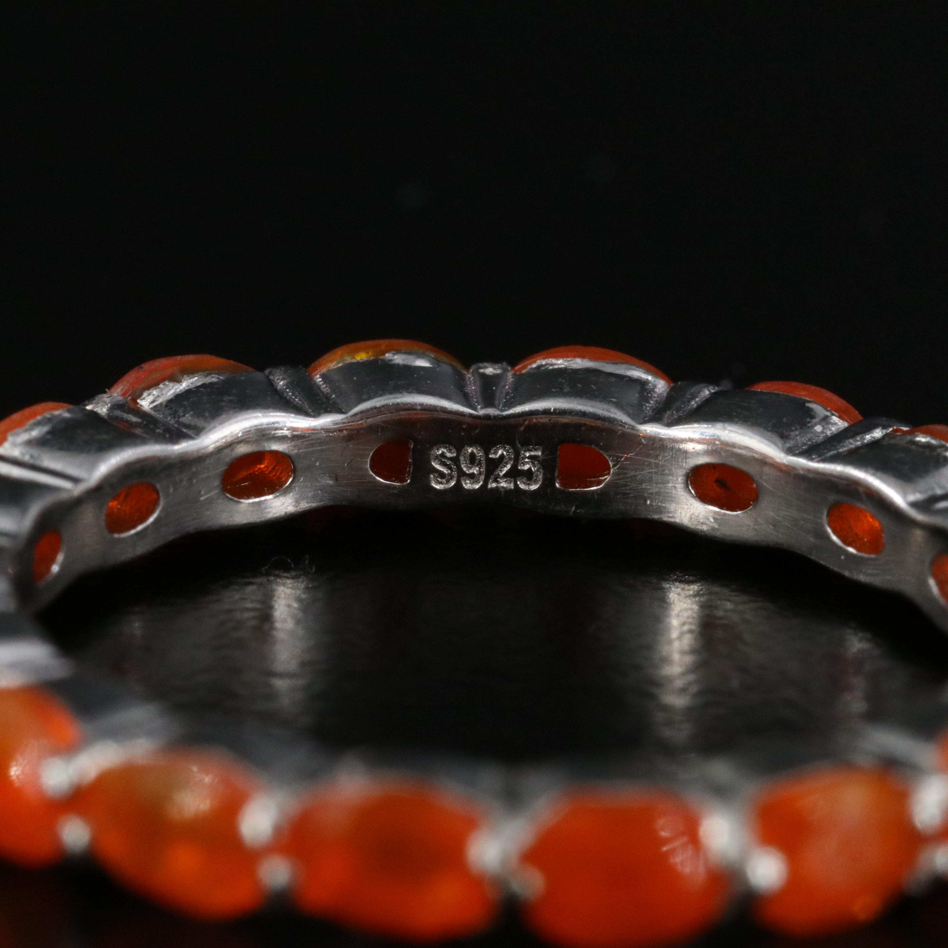 Sterling Fire Opal Eternity Ring