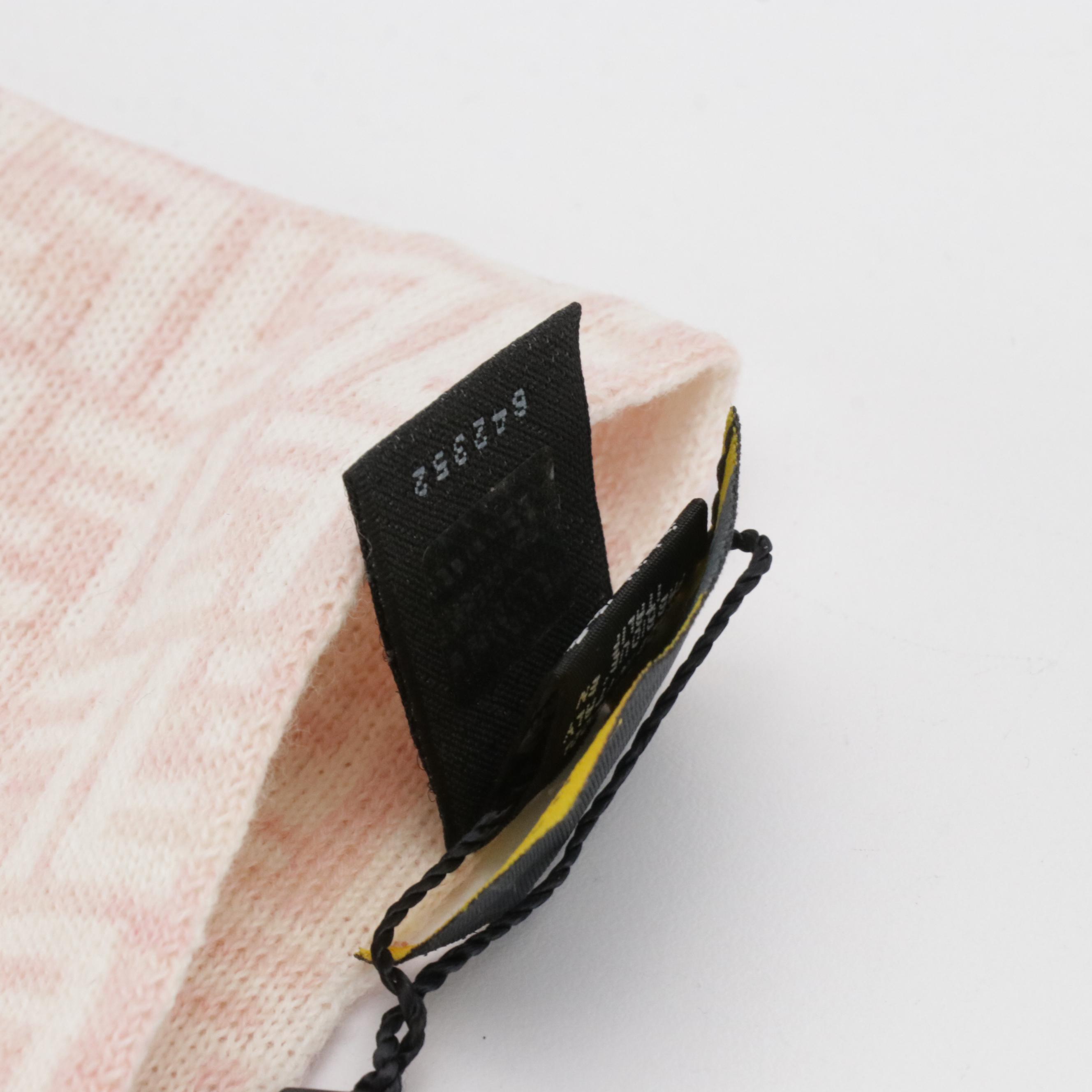 Fendi FF Logo Wool Scarf in Pink/White with Tags