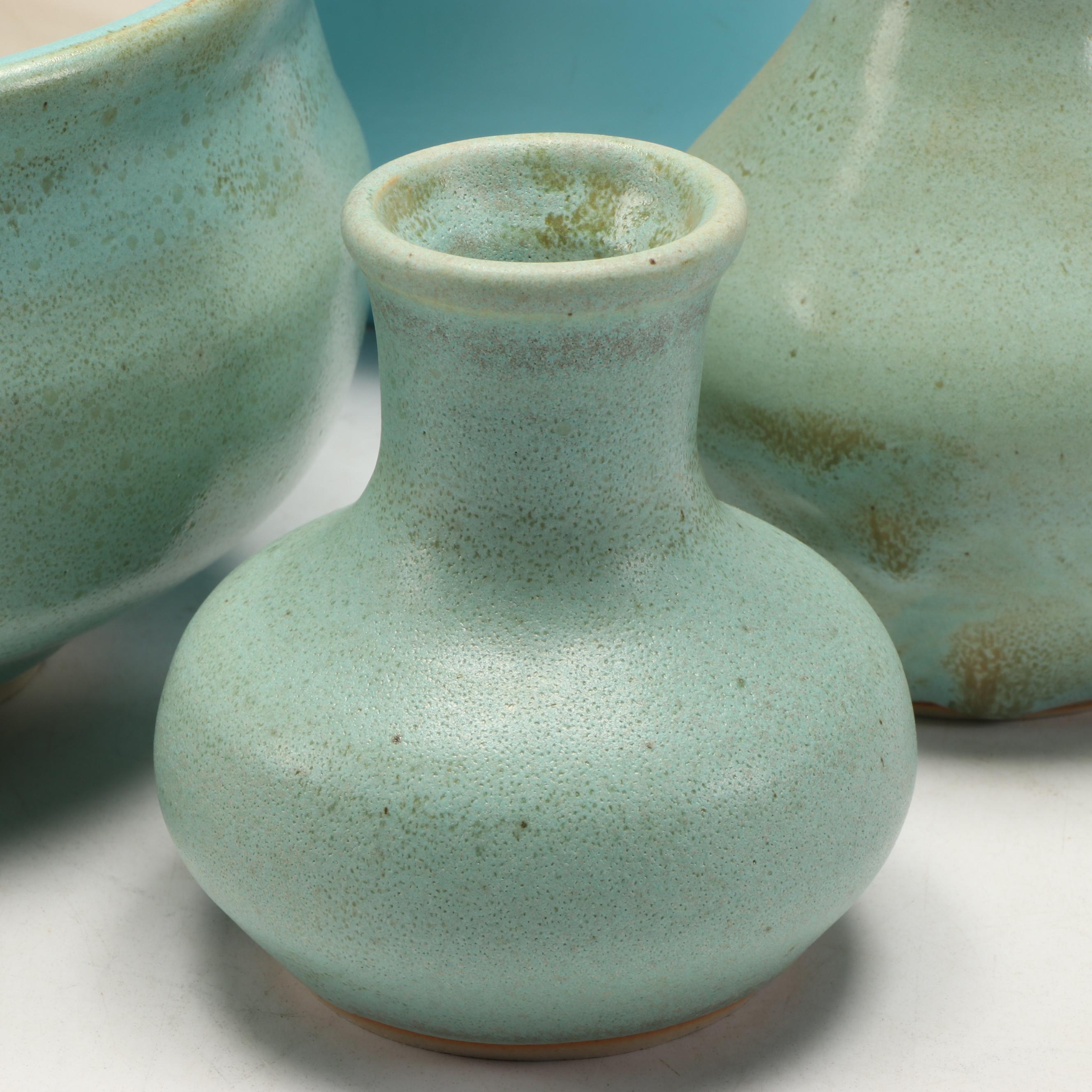 Lutz Art Pottery Vases and Bowl, Early 21st Century