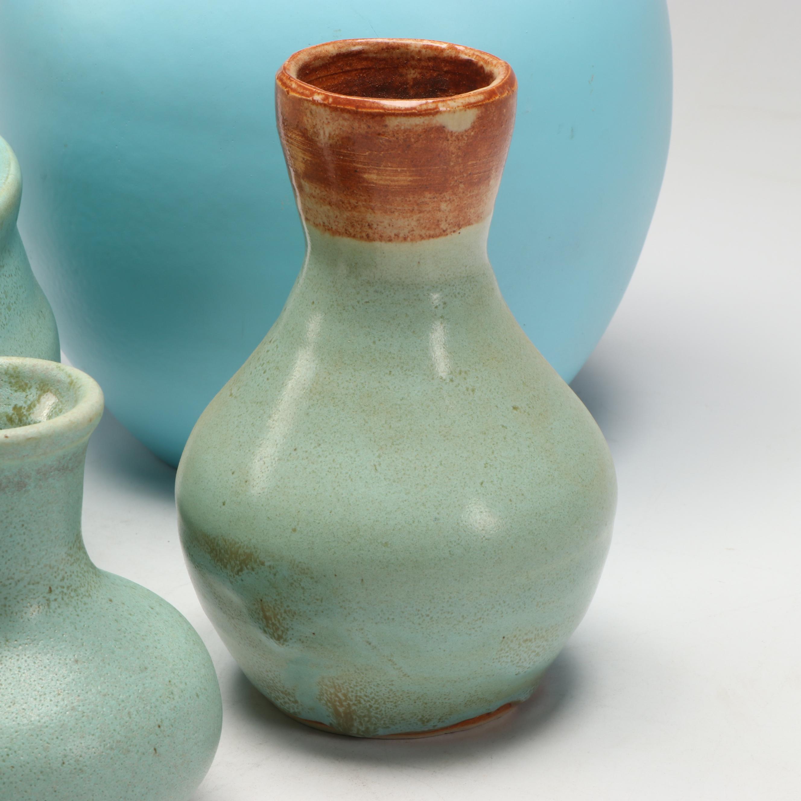 Lutz Art Pottery Vases and Bowl, Early 21st Century