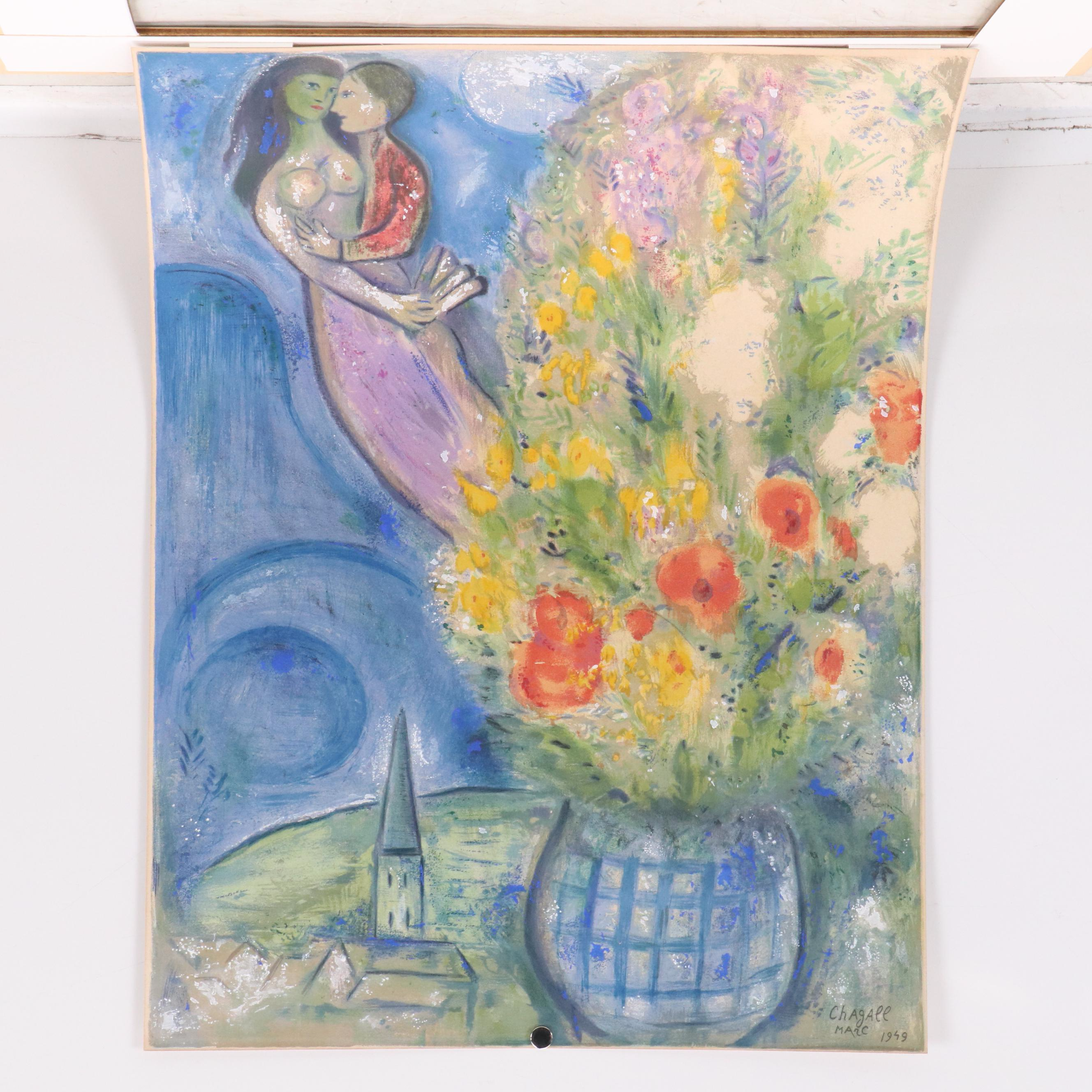 Color Lithograph After Marc Chagall "Les Coquelicots"