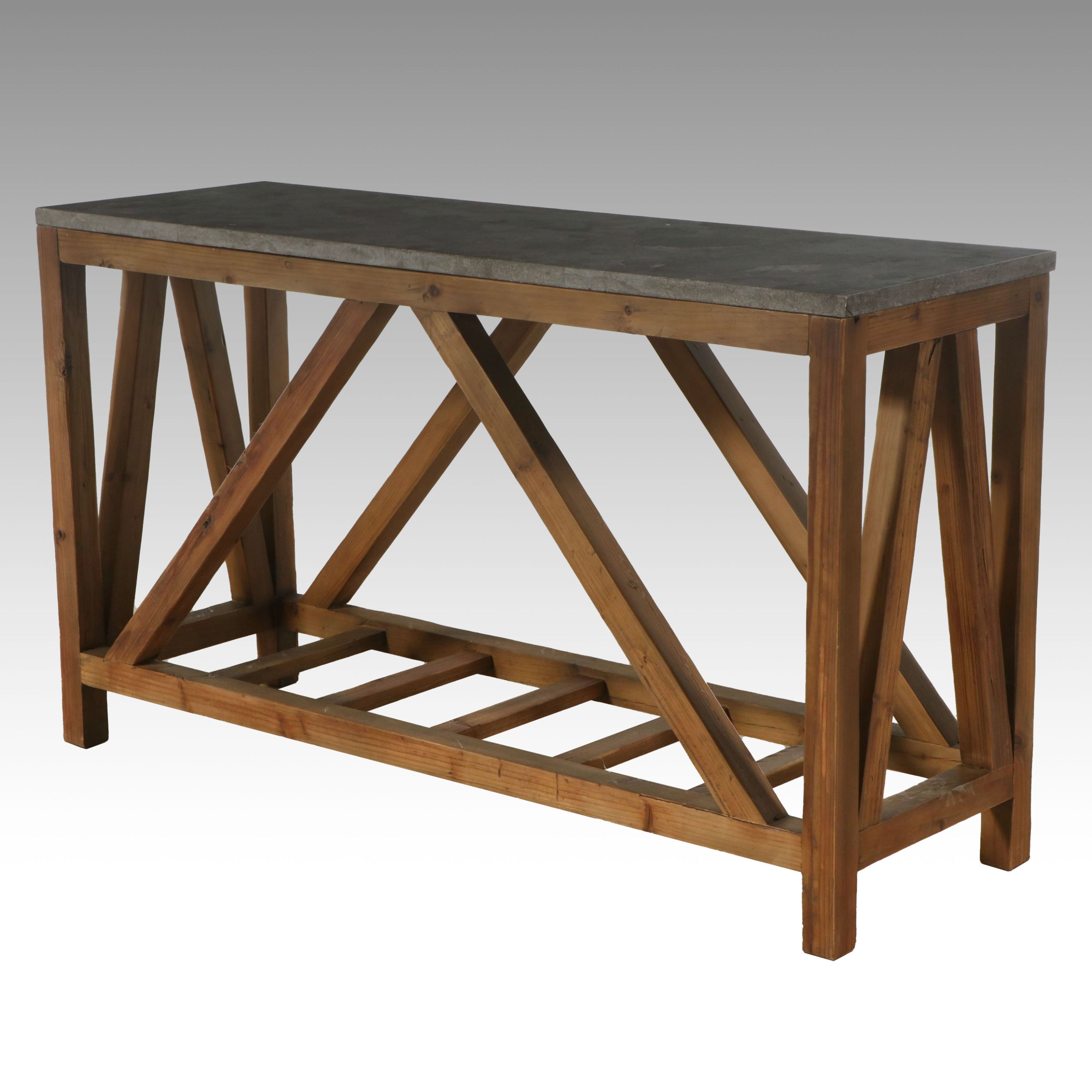 Arhaus Furniture Stone Top Reclaimed Pine Console Table