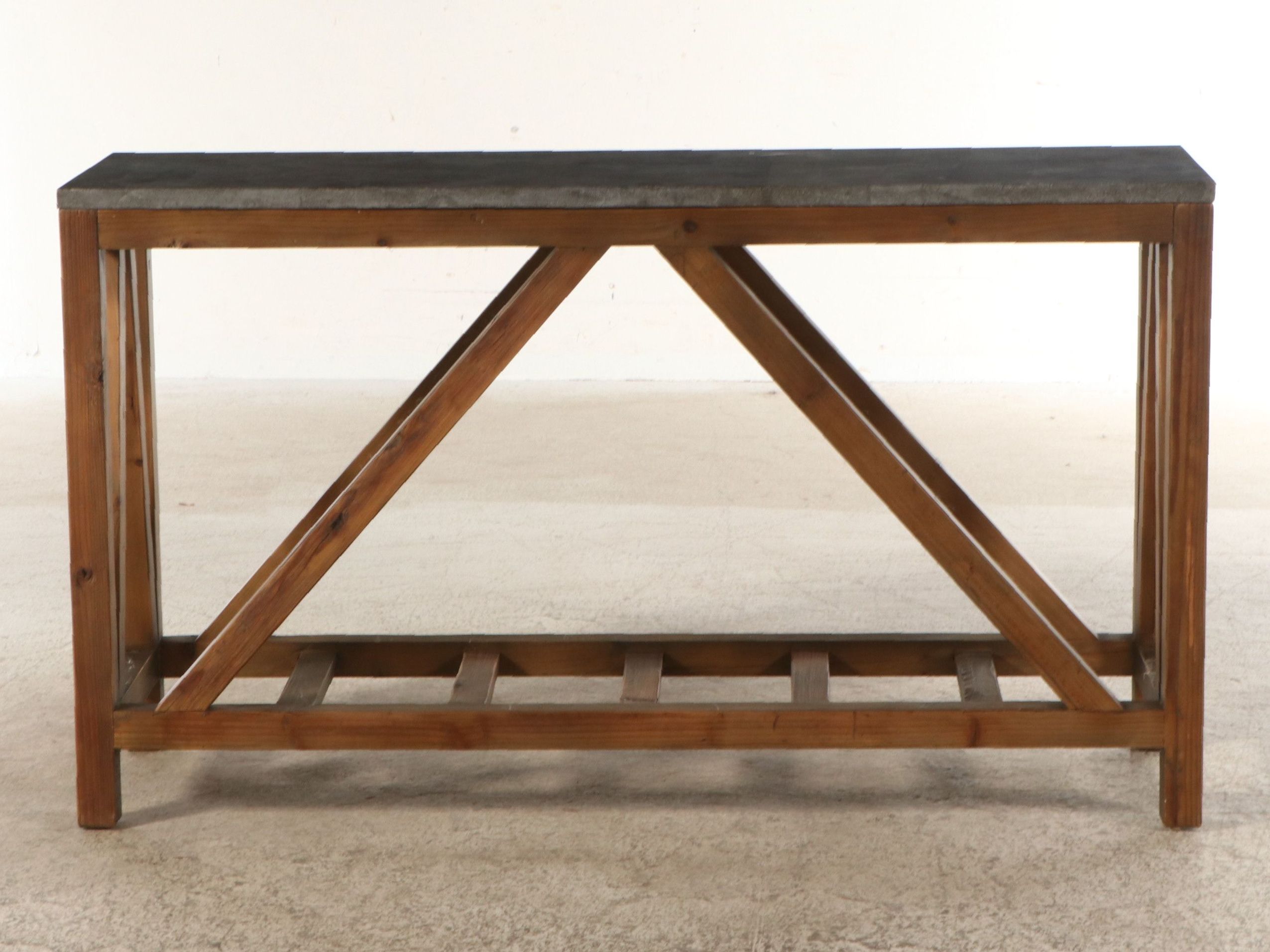 Arhaus Furniture Stone Top Reclaimed Pine Console Table