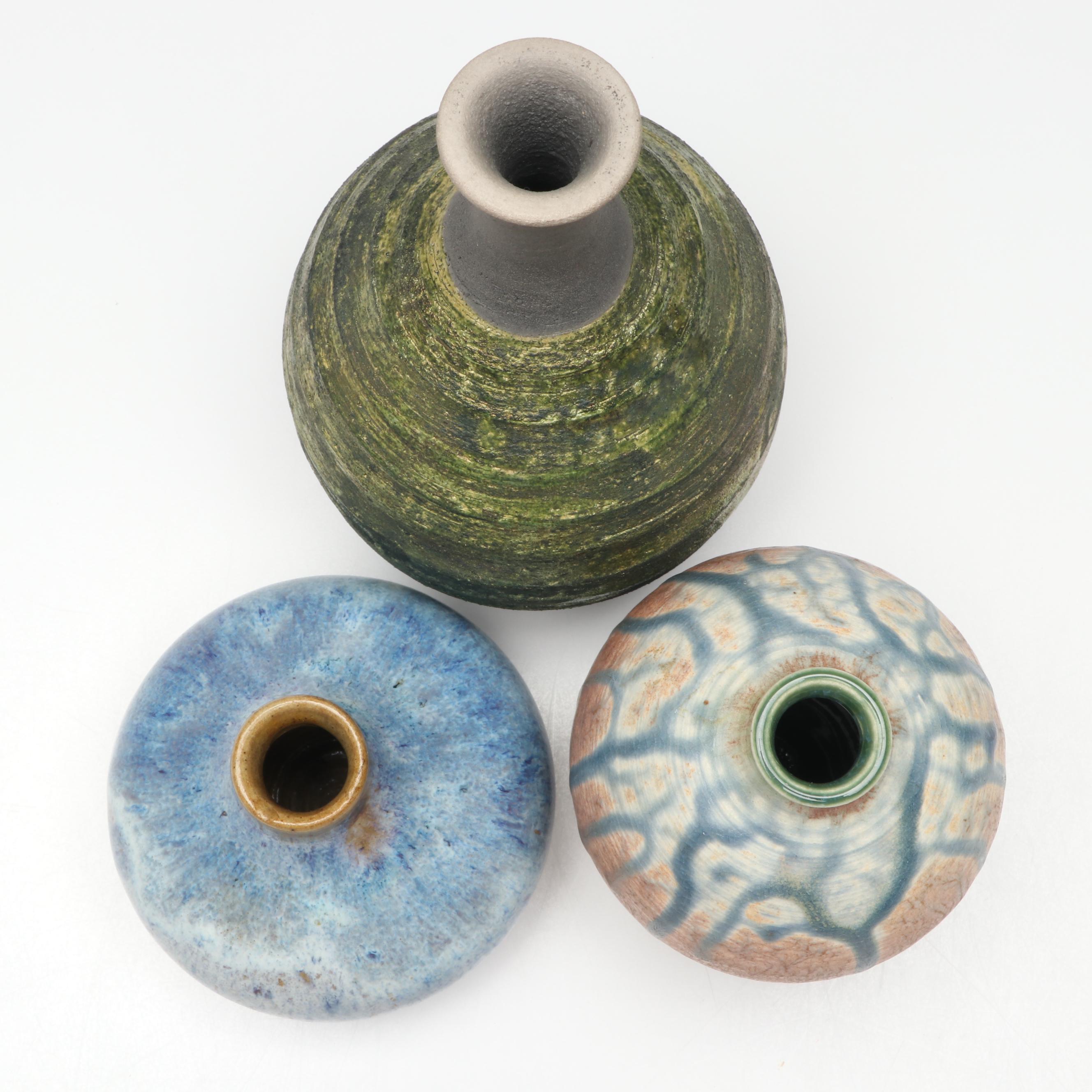 Lutz Art Pottery Stoneware Bud Vases