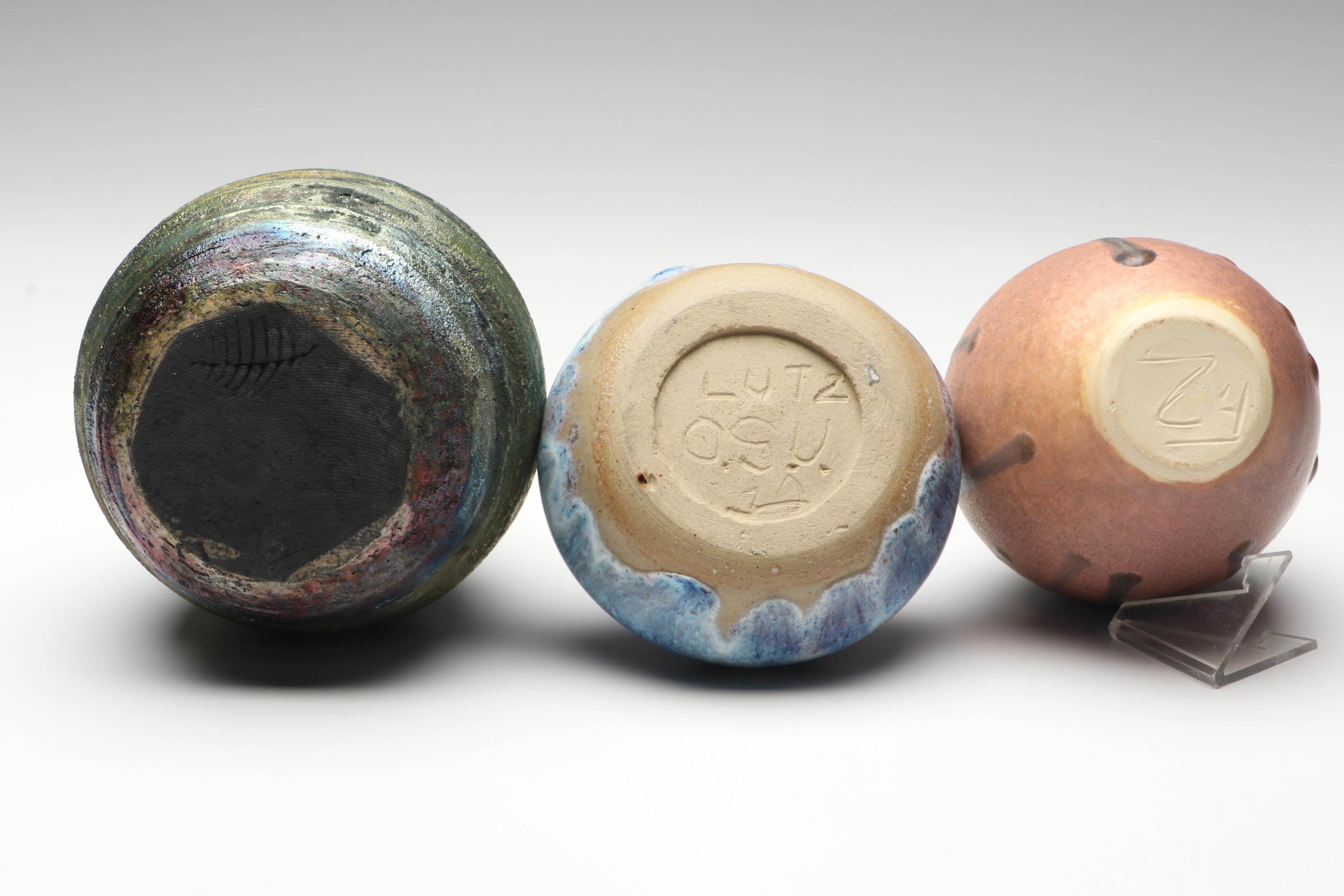 Lutz Art Pottery Stoneware Bud Vases