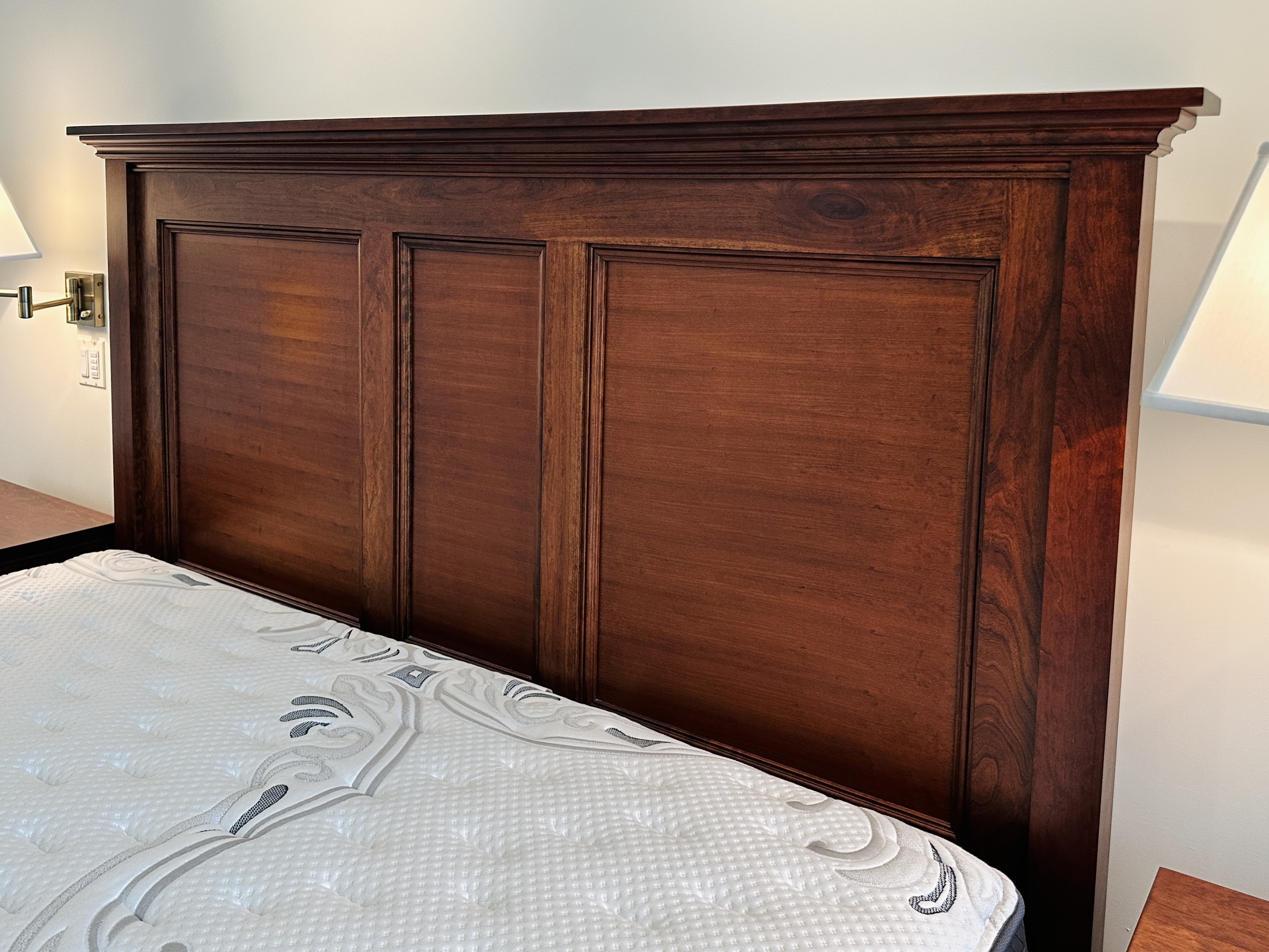 Shaker Style Cherry Finish Bed Frame with Coordinating Nightstands