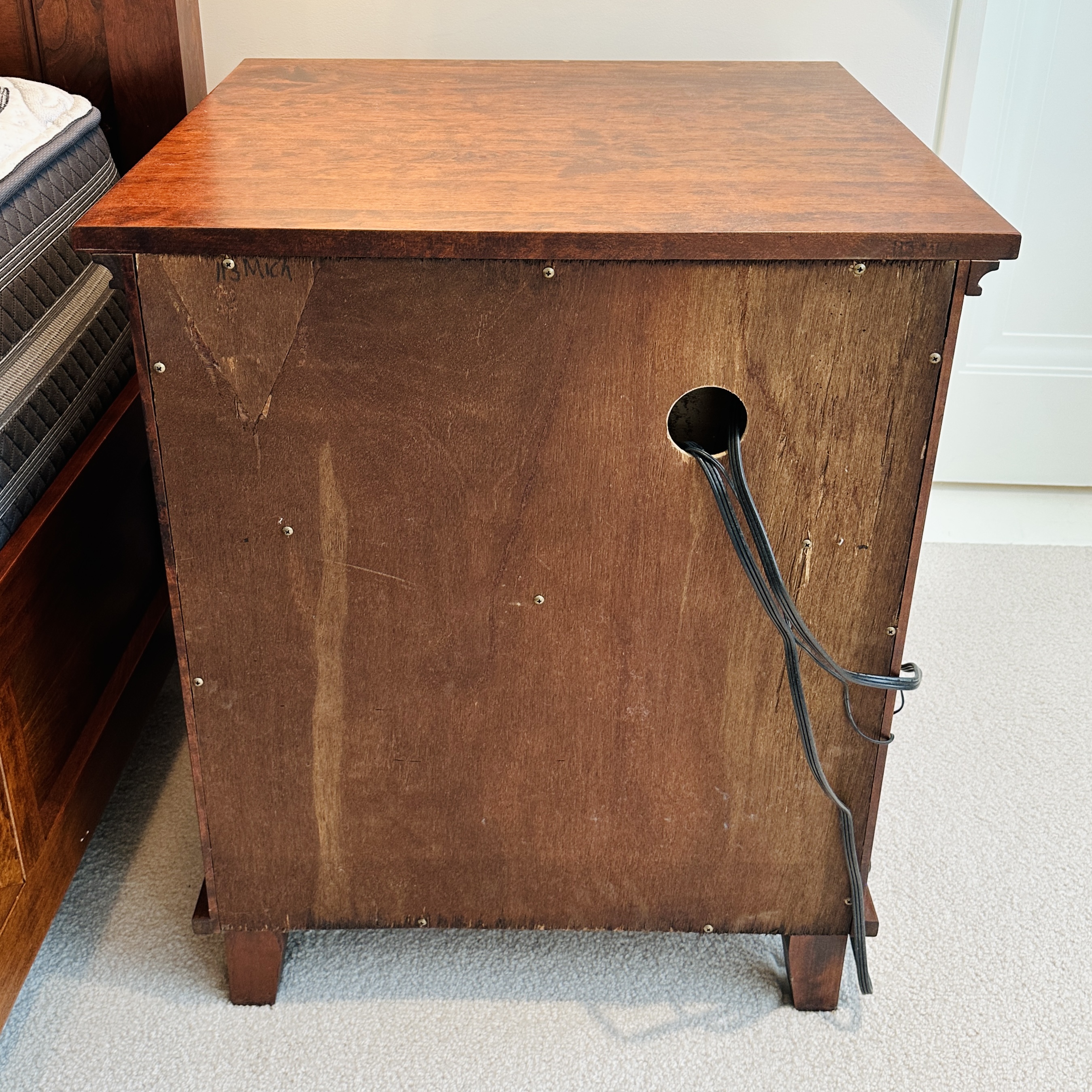 Shaker Style Cherry Finish Bed Frame with Coordinating Nightstands