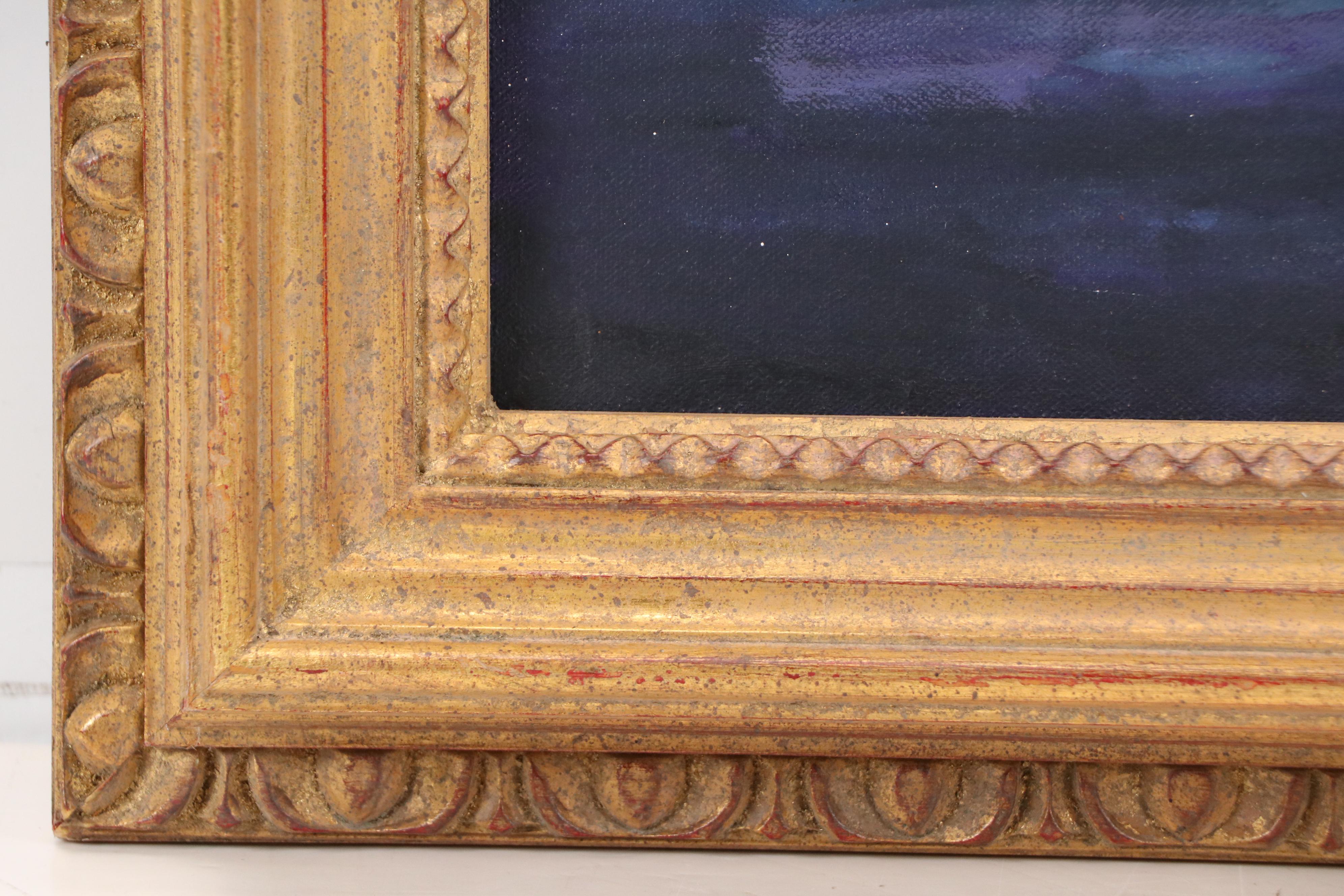 Victoria Jensen Acrylic Painting of Man Resting on Boat, 21st Century