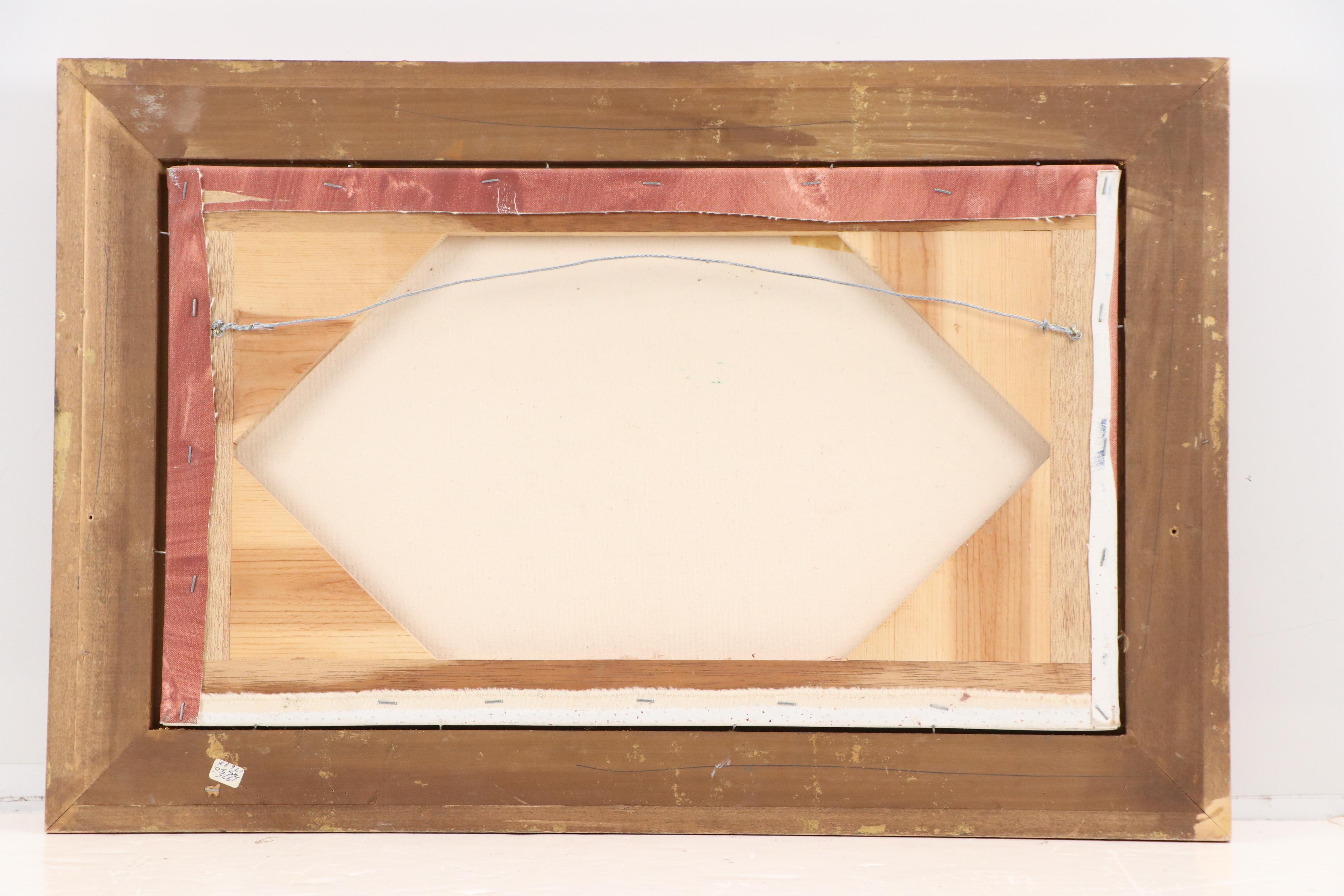 Victoria Jensen Acrylic Painting of Man Resting on Boat, 21st Century