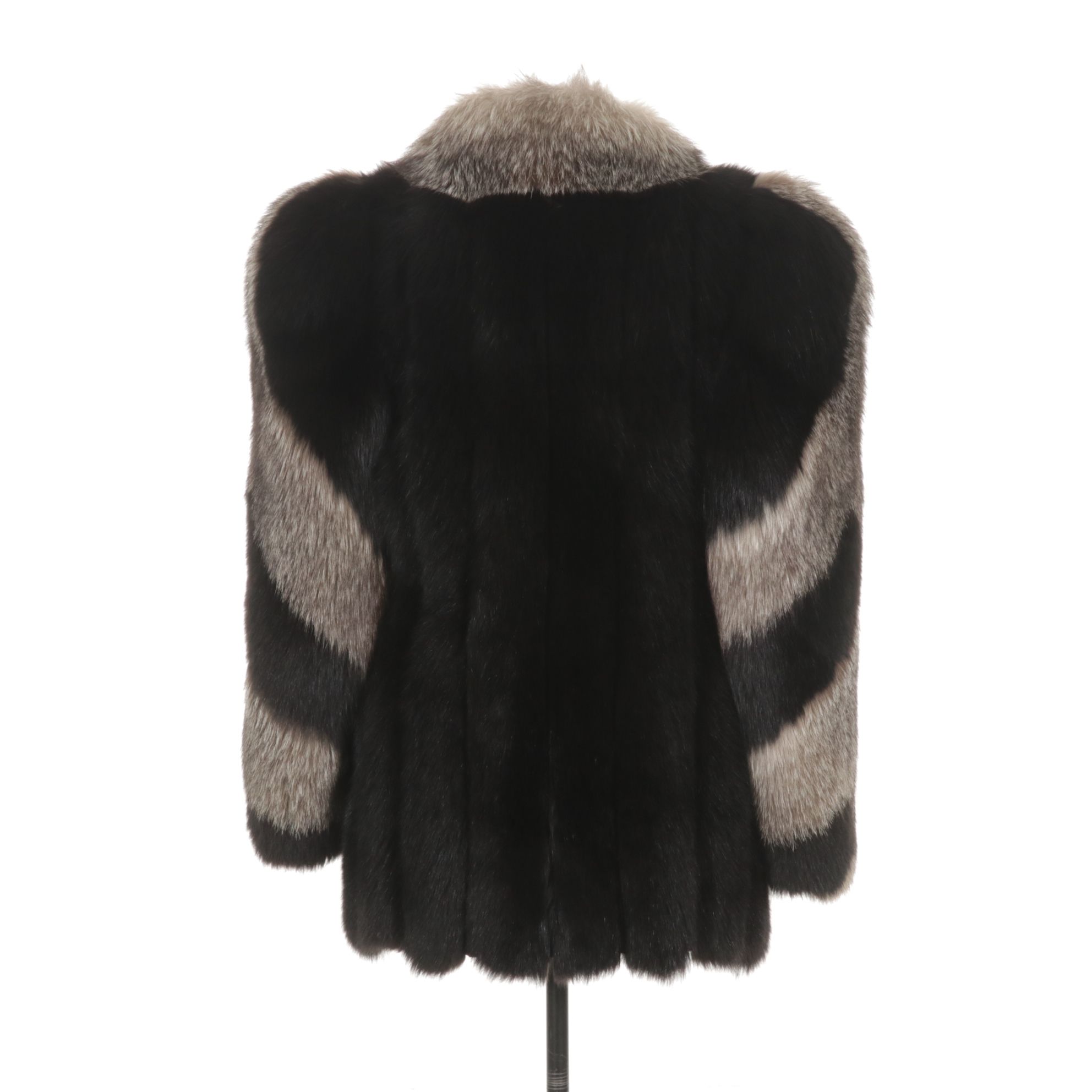 Mixed Silver and Black Fox Fur Jacket