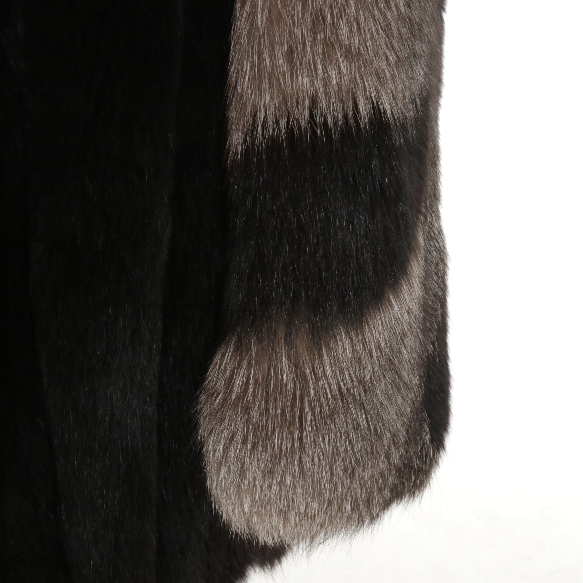 Mixed Silver and Black Fox Fur Jacket