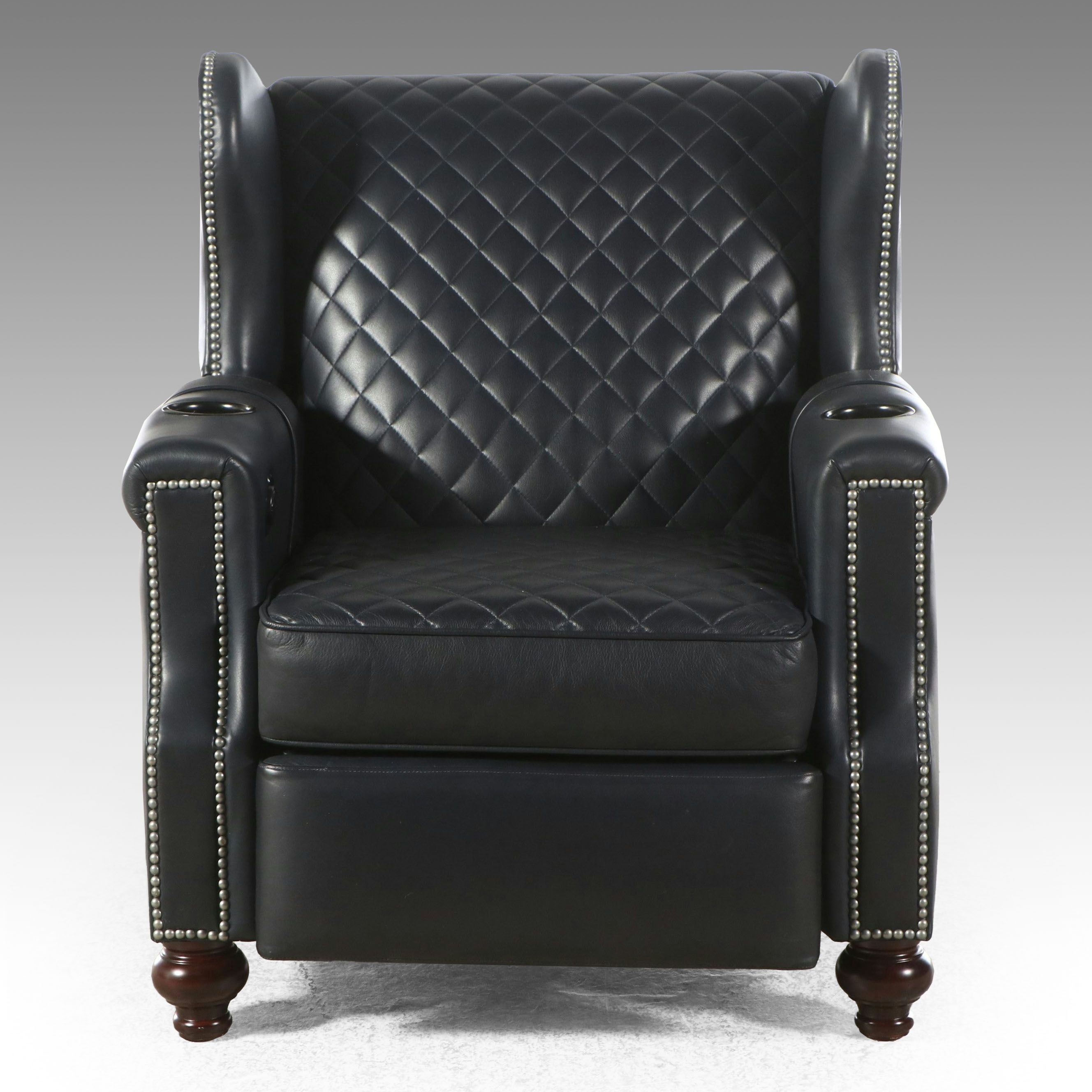Leathercraft Quilted Leather Upholstered Recliner with Nailhead Trim