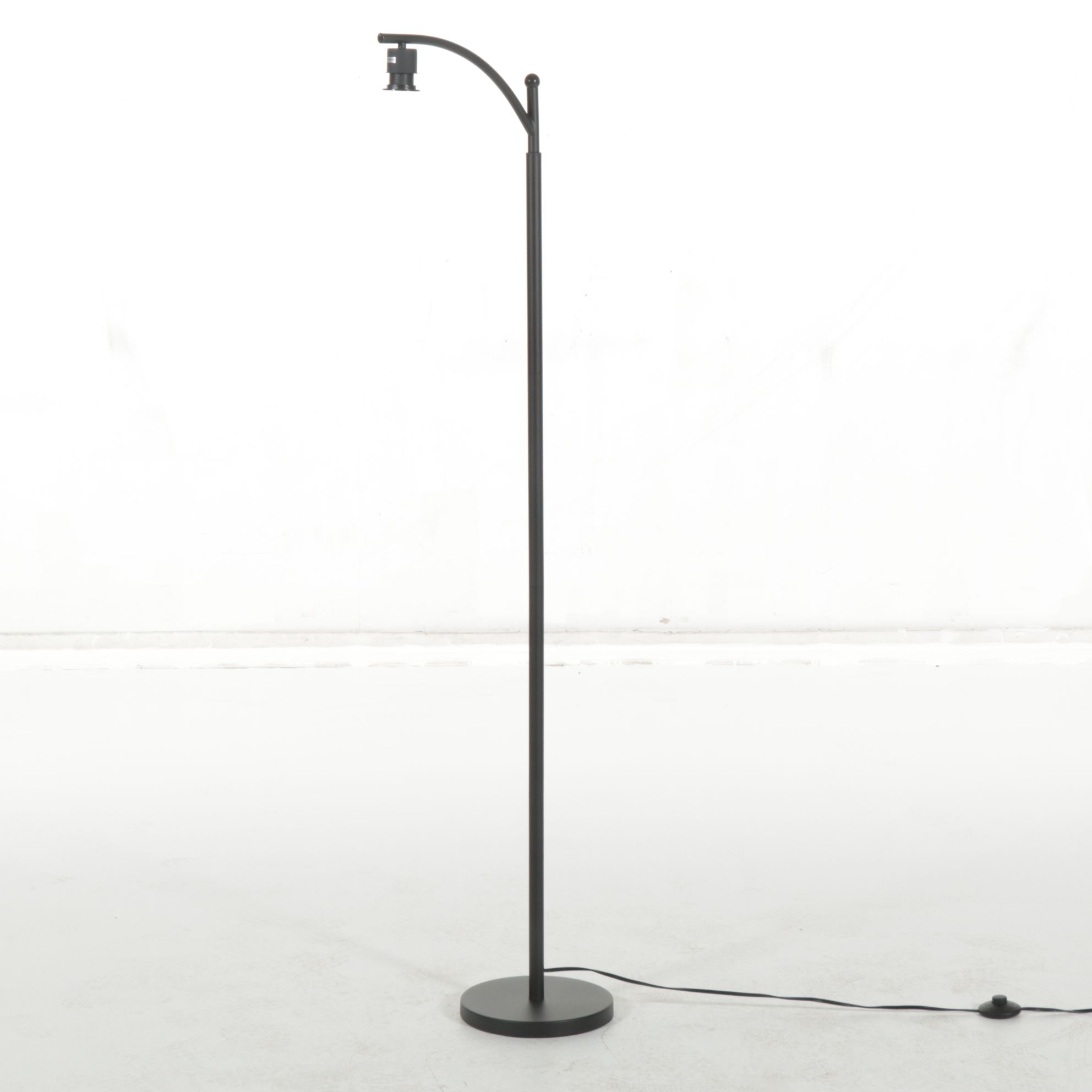 Matte Black Floor Lamp with Drum Shade