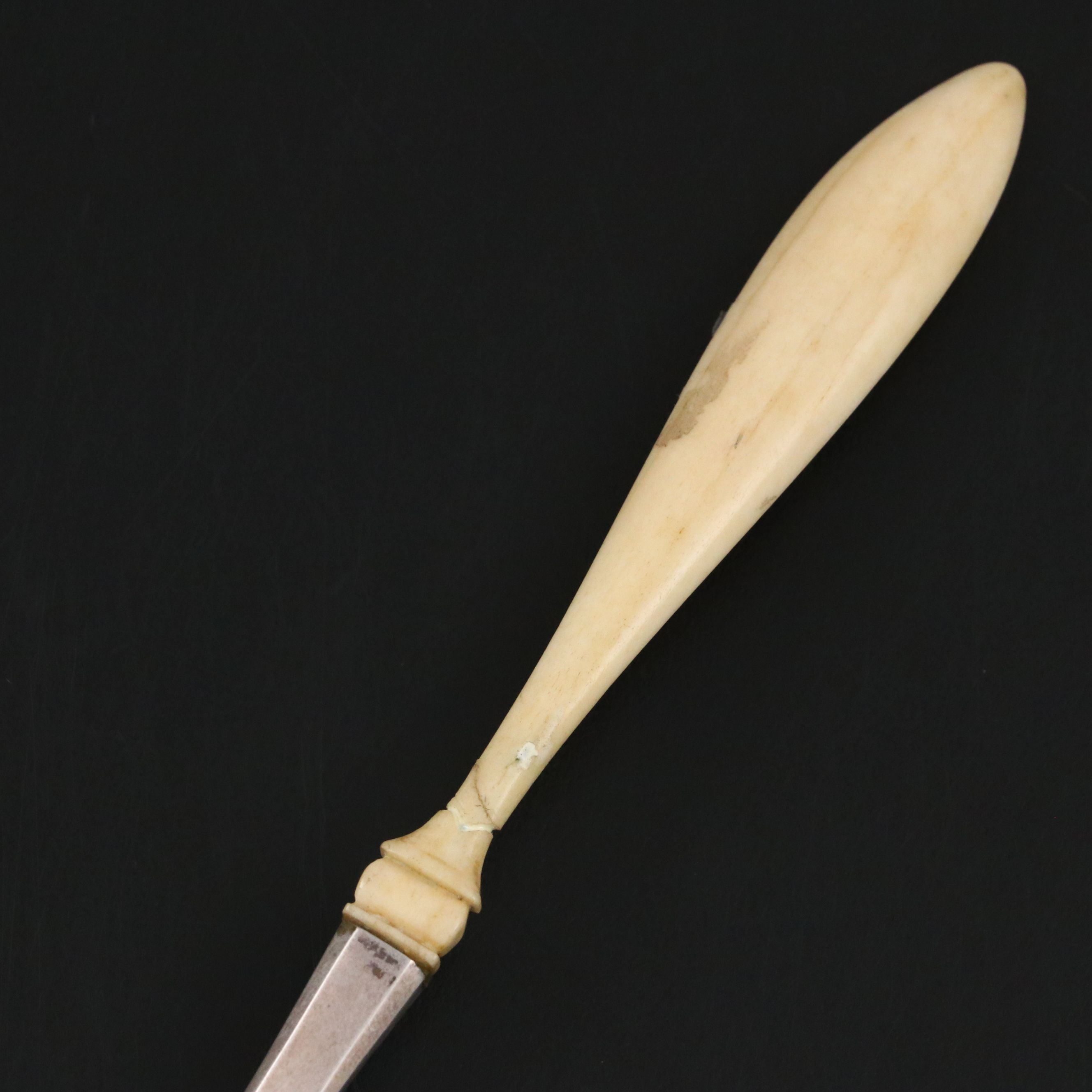 Continental European Silver Plate and Carved Bone Handle Server, 19th Century