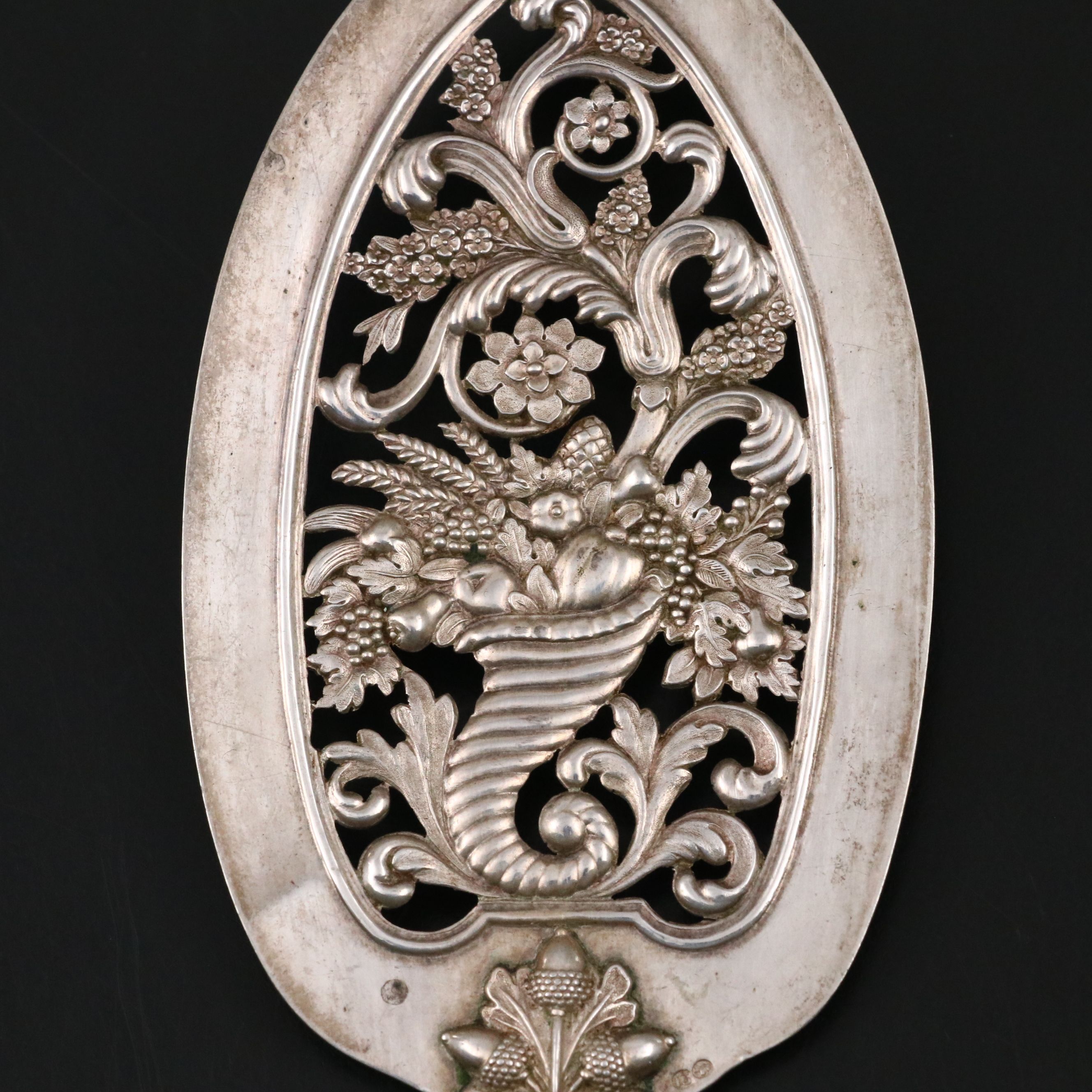 Continental European Silver Plate and Carved Bone Handle Server, 19th Century