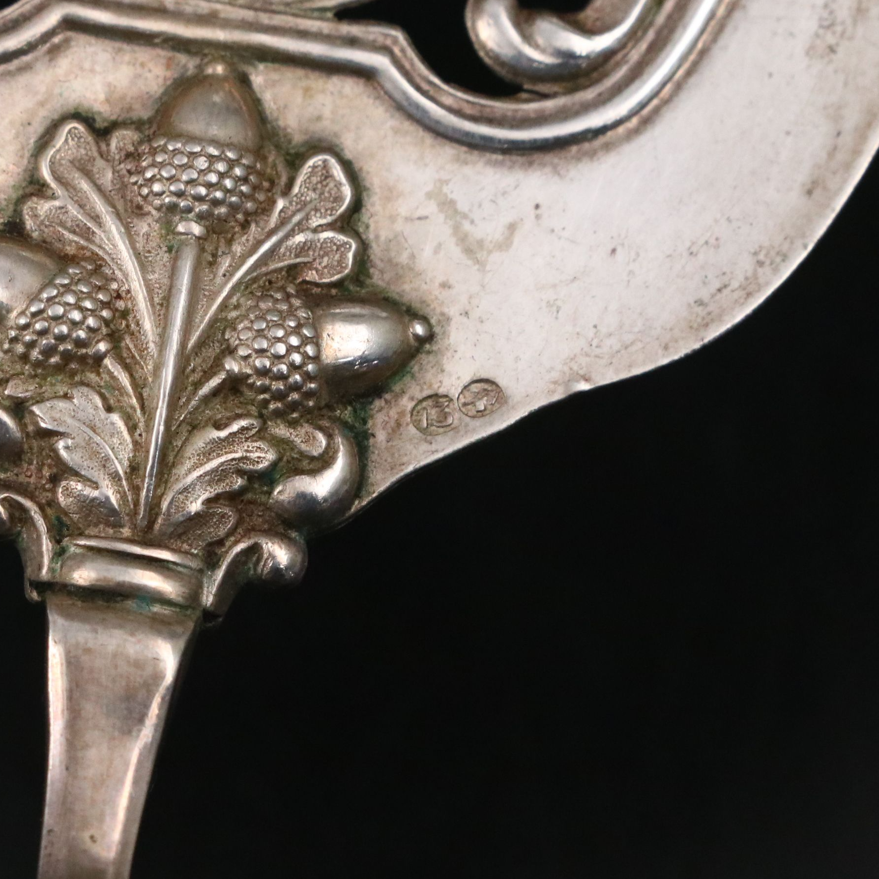 Continental European Silver Plate and Carved Bone Handle Server, 19th Century