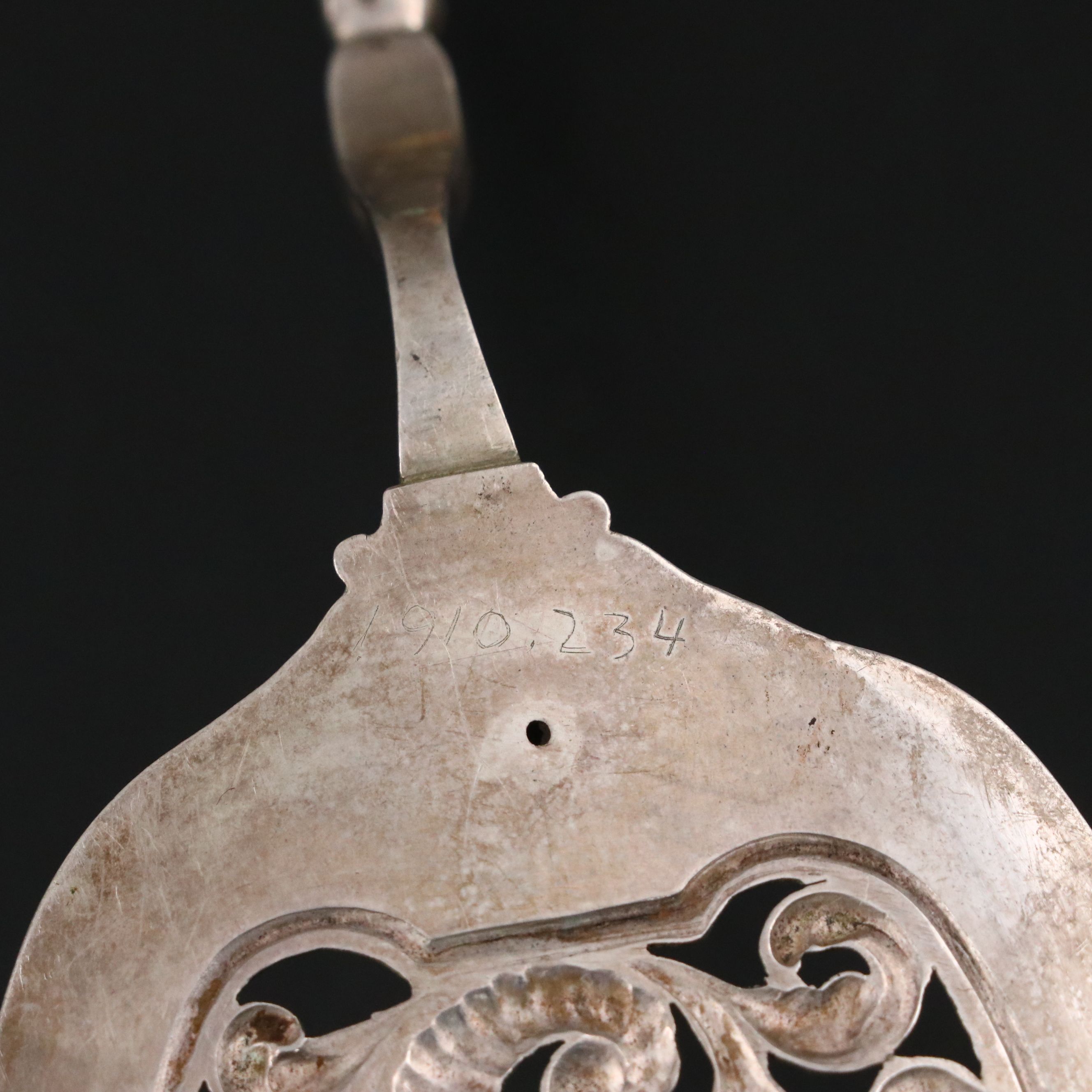 Continental European Silver Plate and Carved Bone Handle Server, 19th Century