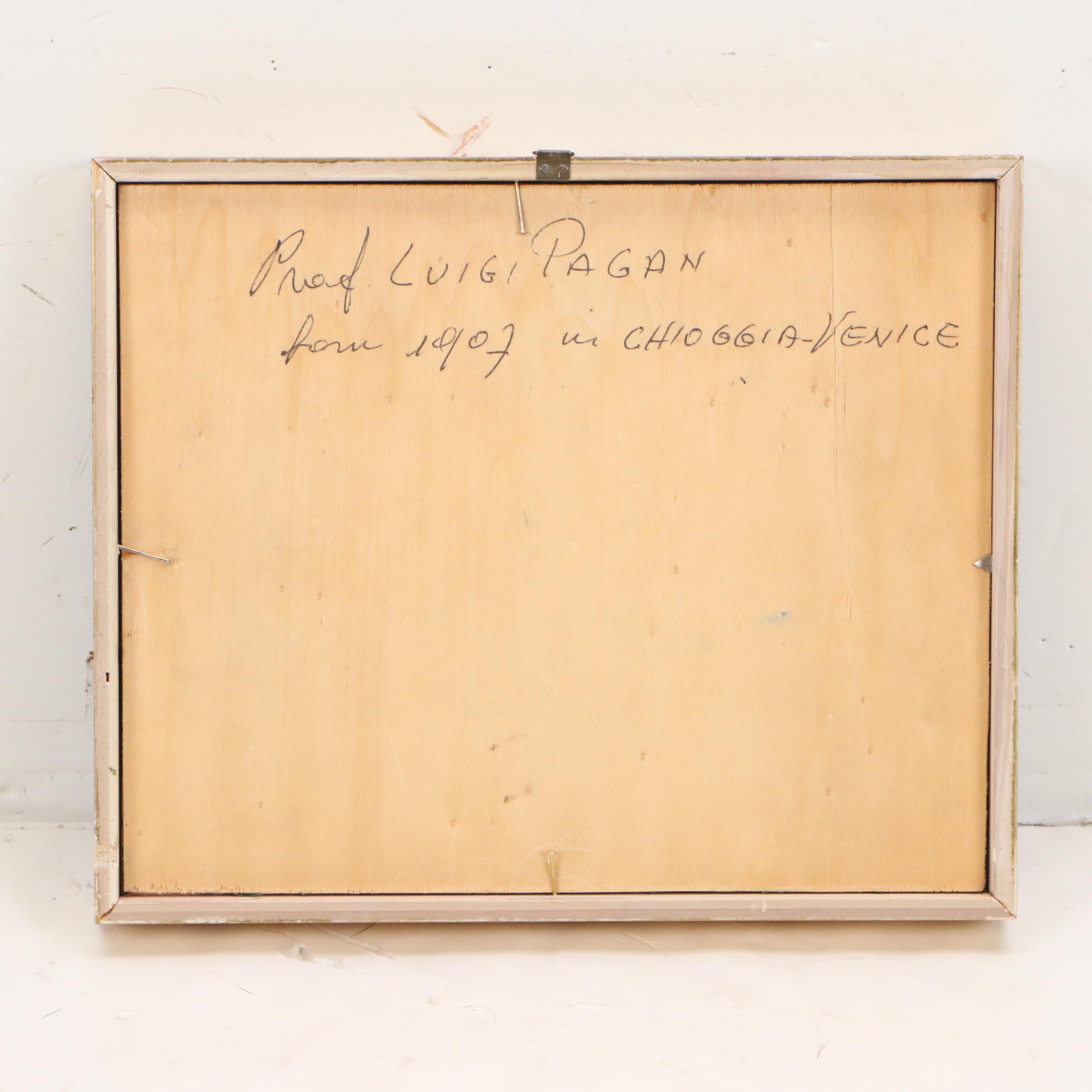 Luigi Pagan Impressionistic Oil Painting of Venetian Boat Scene, 20th Century