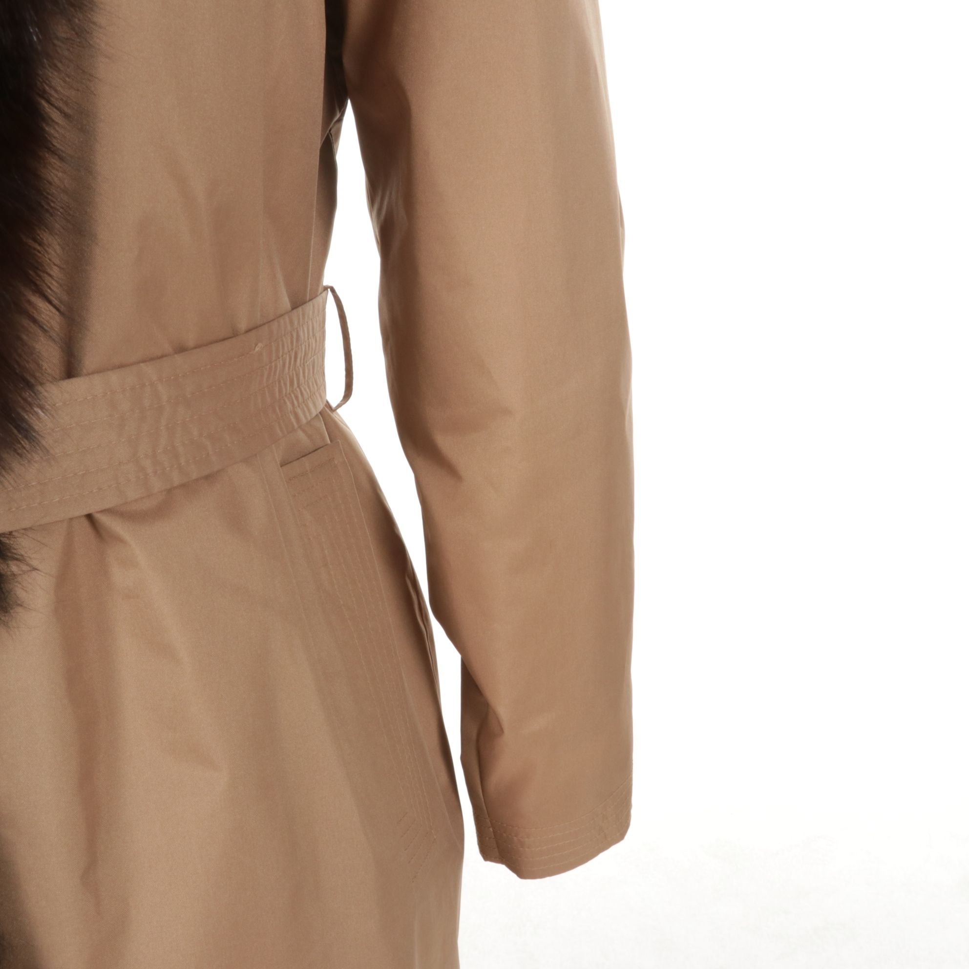 New Zealand Opossum Fur Lined Storm Coat with Fox Fur Collar