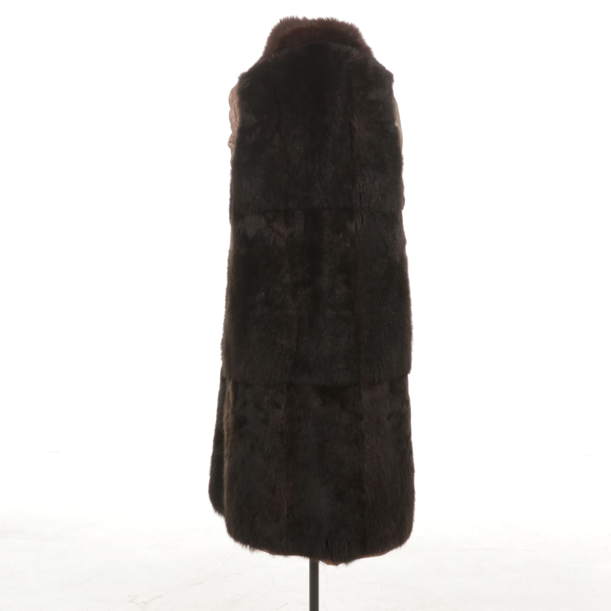 New Zealand Opossum Fur Lined Storm Coat with Fox Fur Collar
