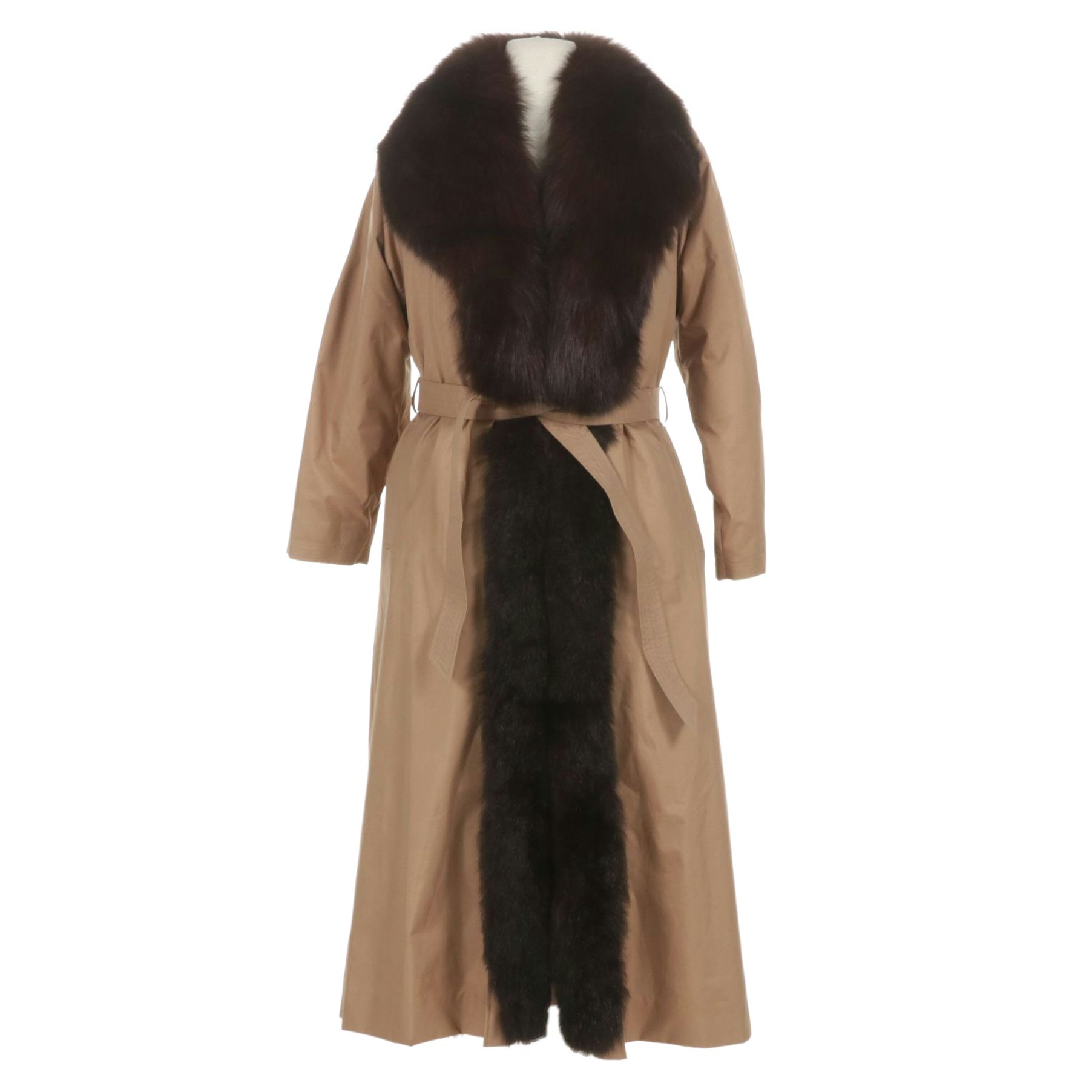 New Zealand Opossum Fur Lined Storm Coat with Fox Fur Collar