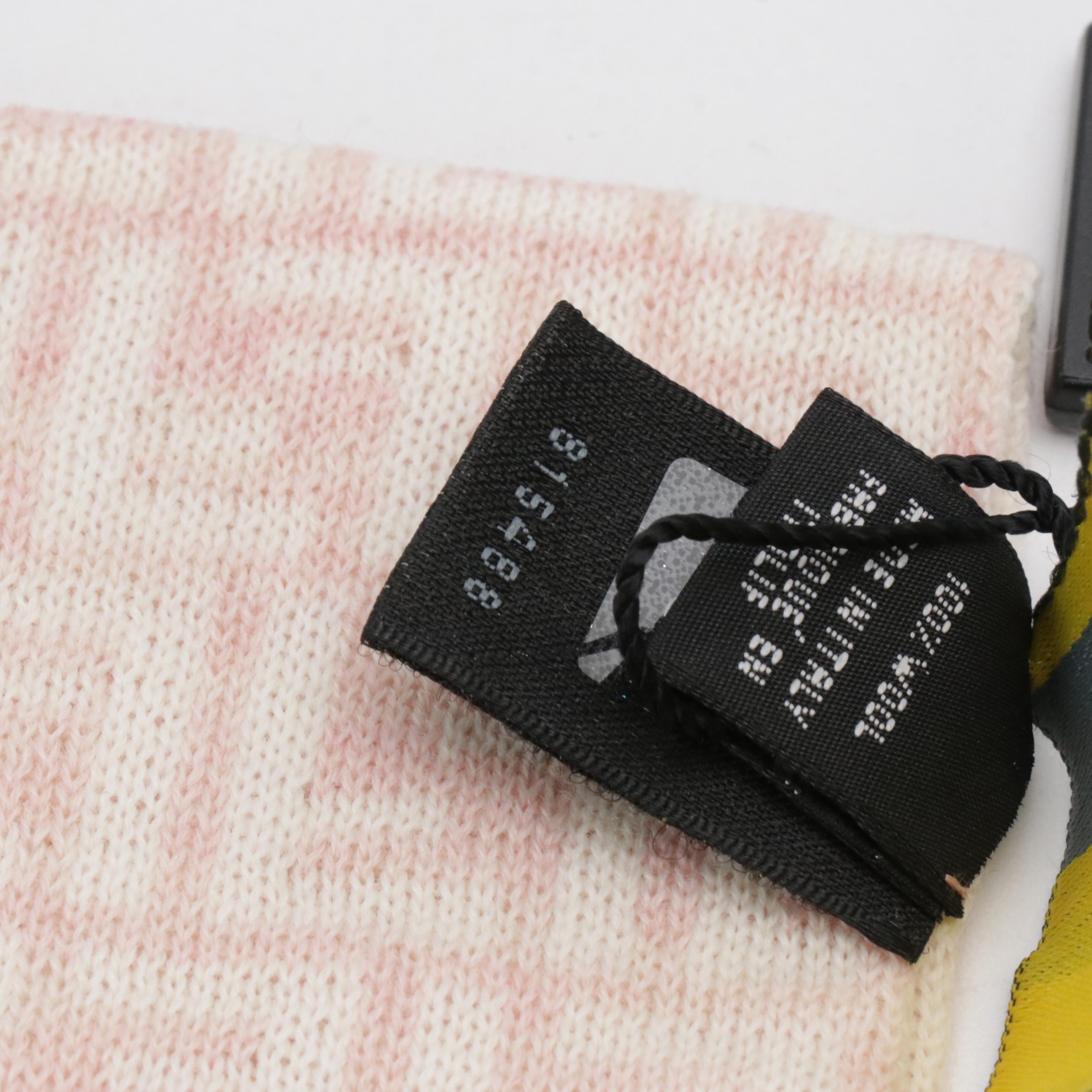 Fendi FF Logo Wool Scarf in Pink/White with Tags