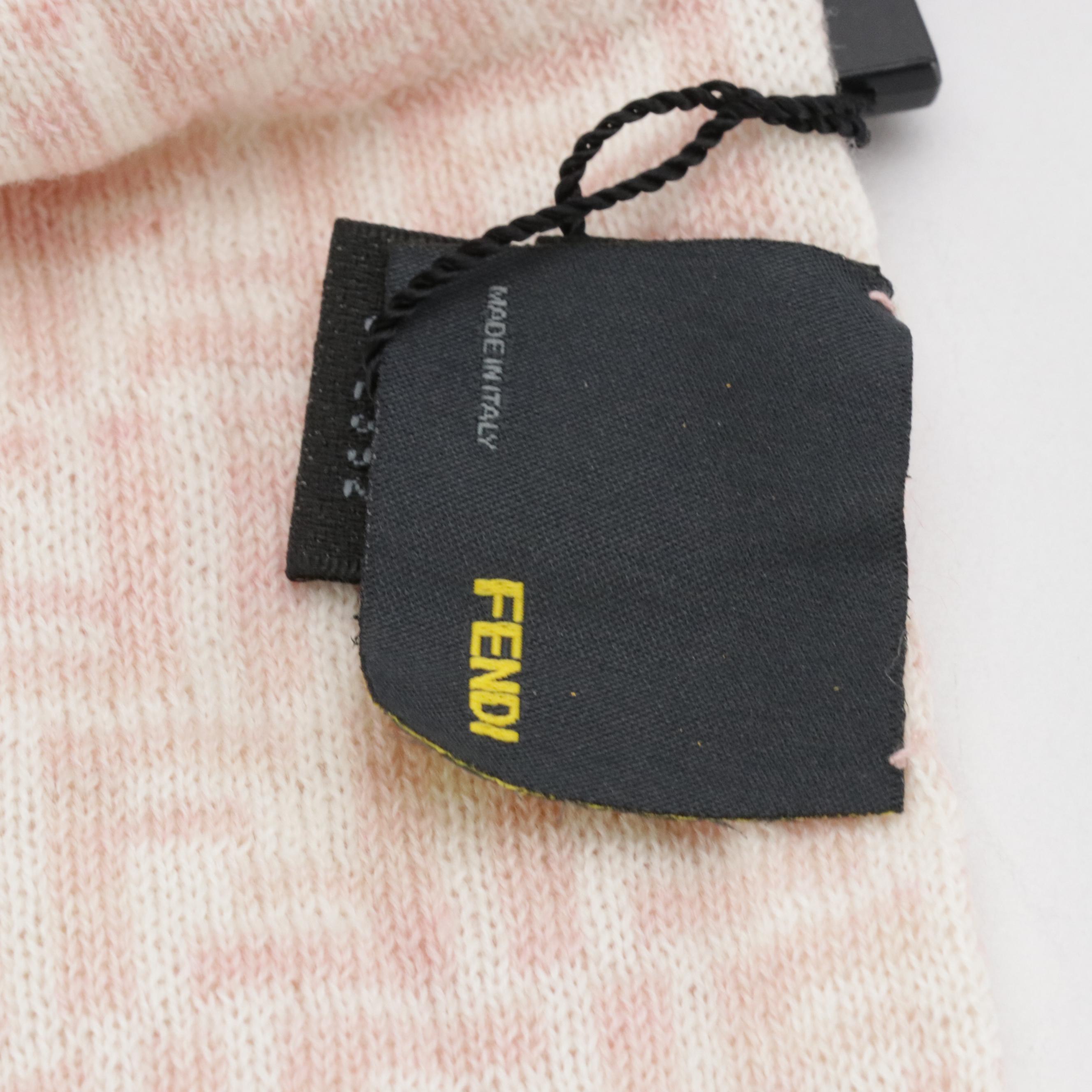Fendi FF Logo Wool Scarf in Pink/White with Tags
