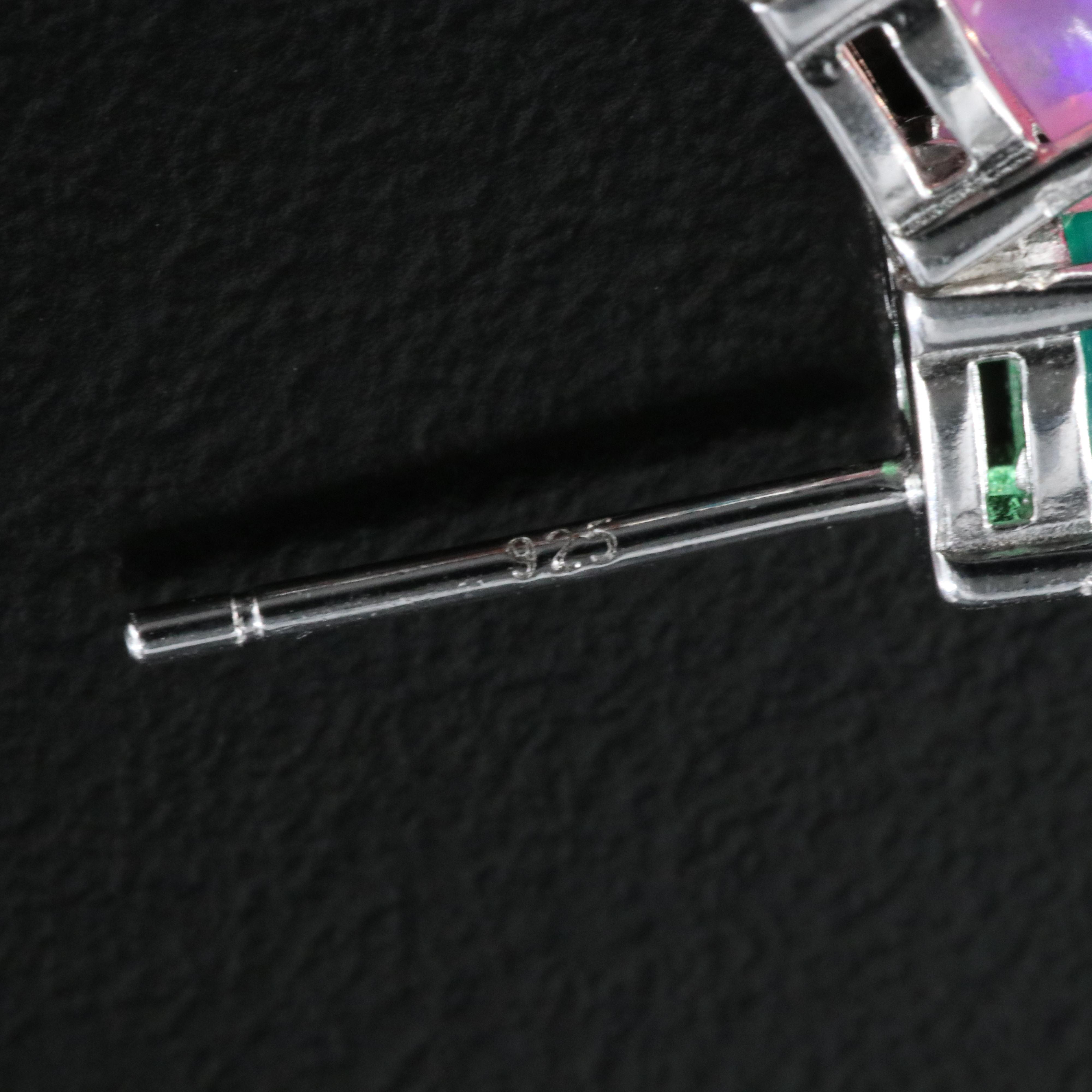 Sterling Opal Line Drop Earrings